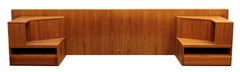 Mid-Century Modern Danish Queen Size Teak Floating Platform Bed Matching Dresser