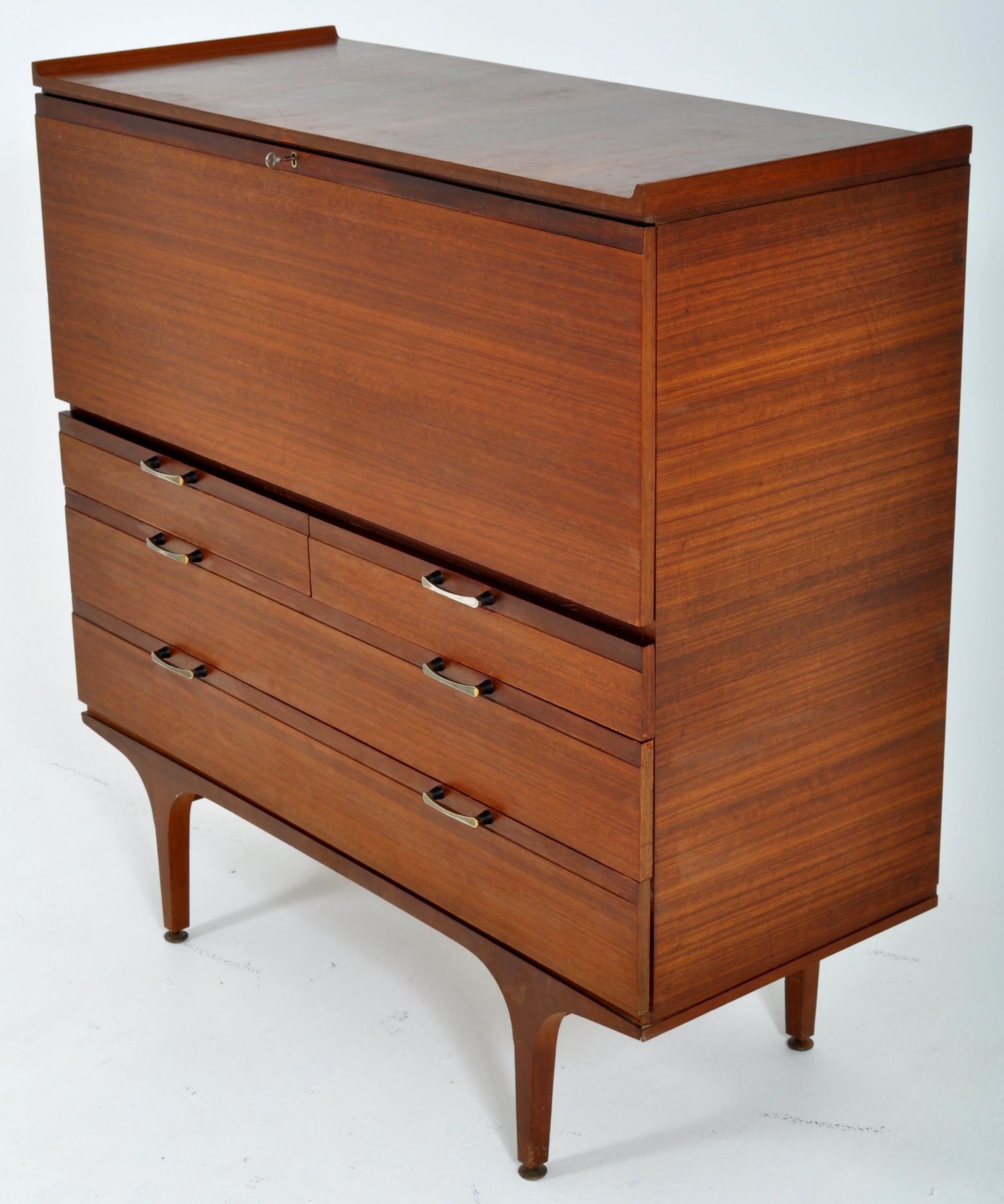 Walnut Mid-Century Modern Danish Rosewood Color Secretary/Chest/Cabinet/Desk, 1960s