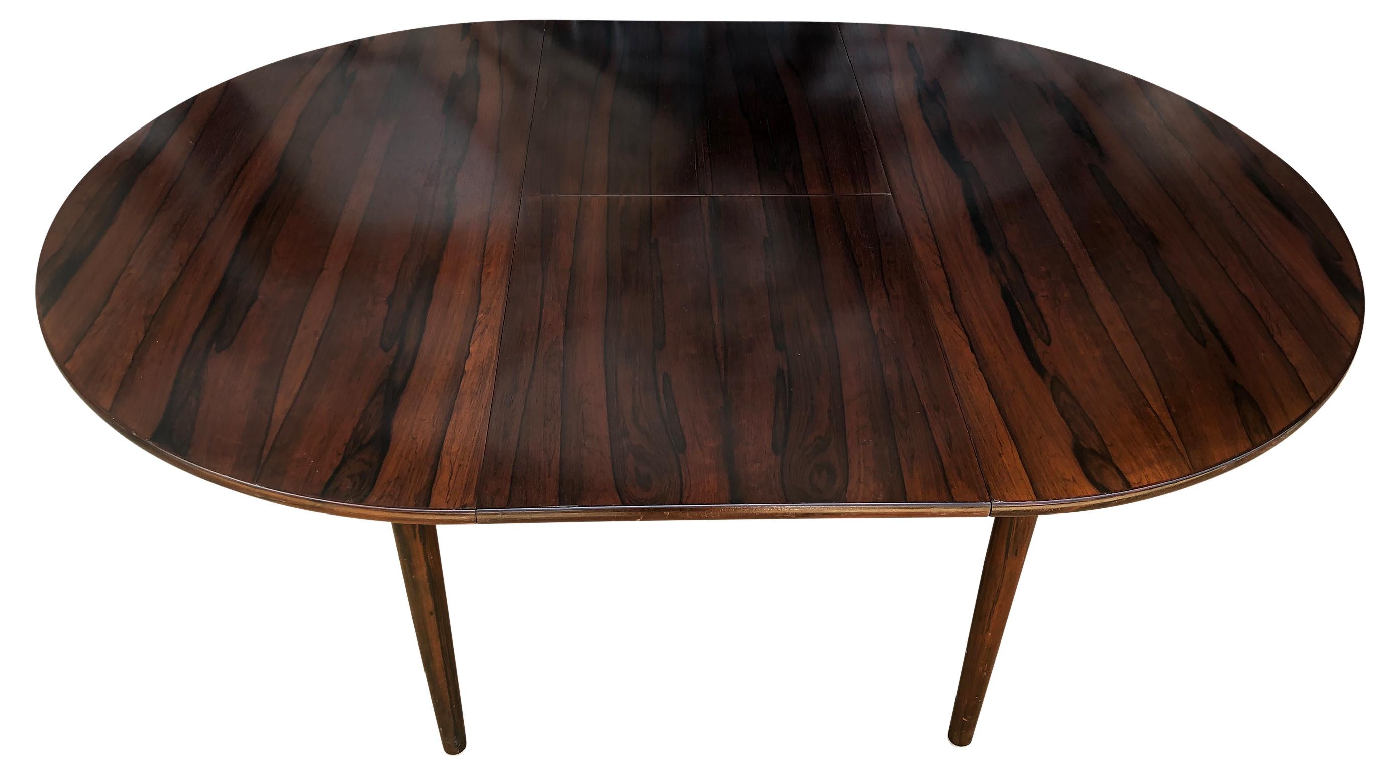 Mid-Century Modern Danish Rosewood Expandable Dining Table 1 Nesting Leaf 3
