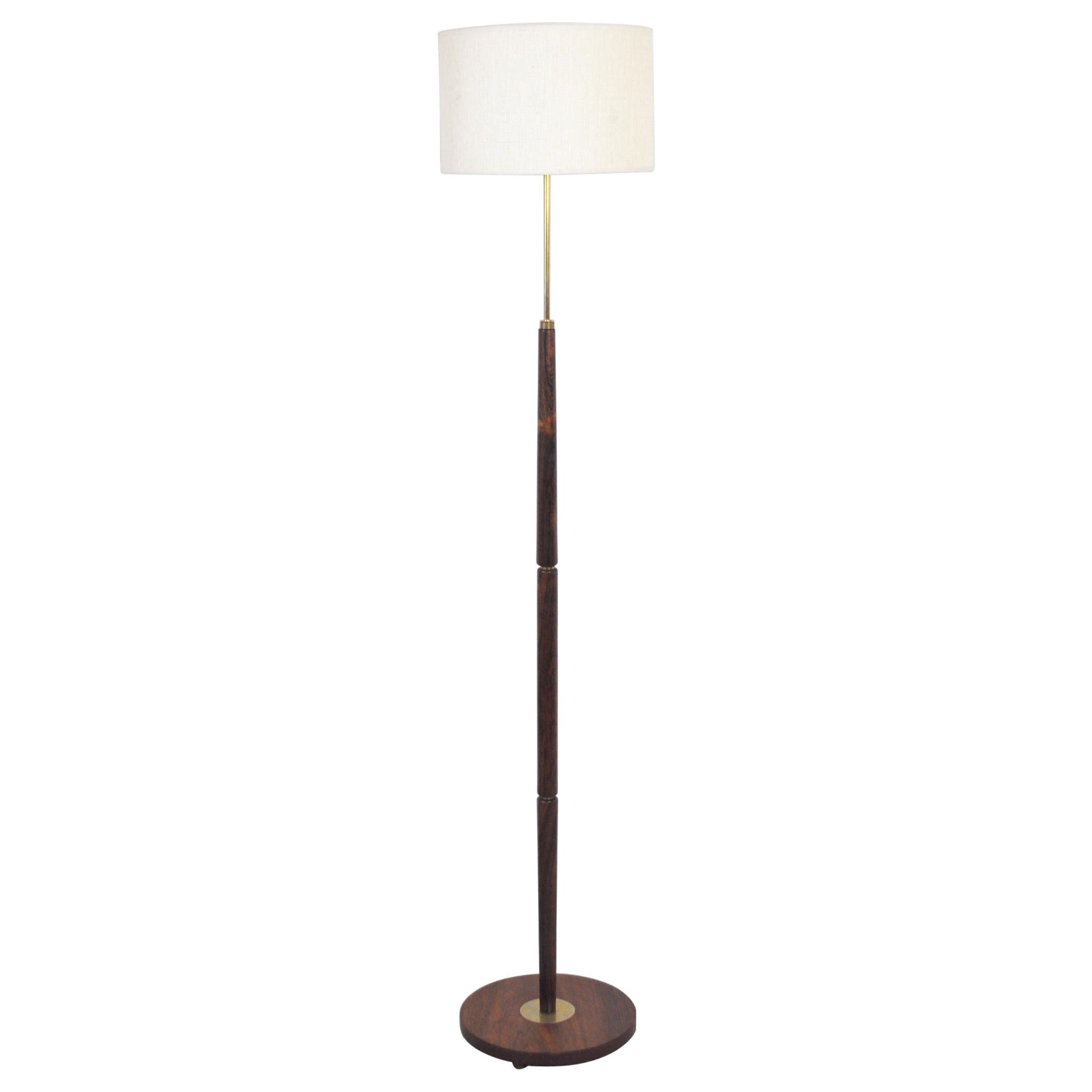 Mid-Century Modern Danish Rosewood Floor Lamp with Brass Details, 1960s For Sale
