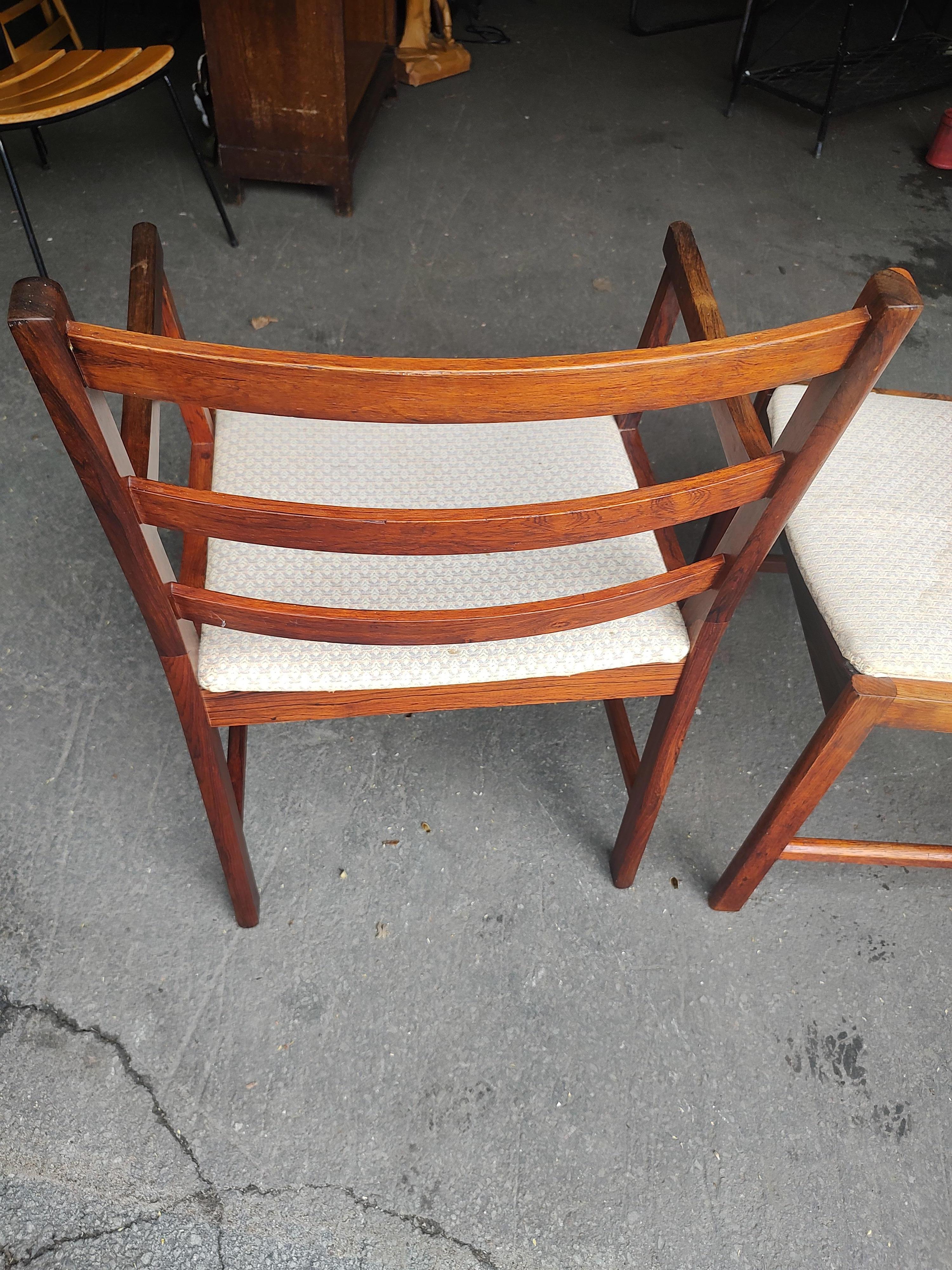 Fabric Mid-Century Modern Danish Rosewood Set of 6 Dining Chairs Style of Niels Moller For Sale