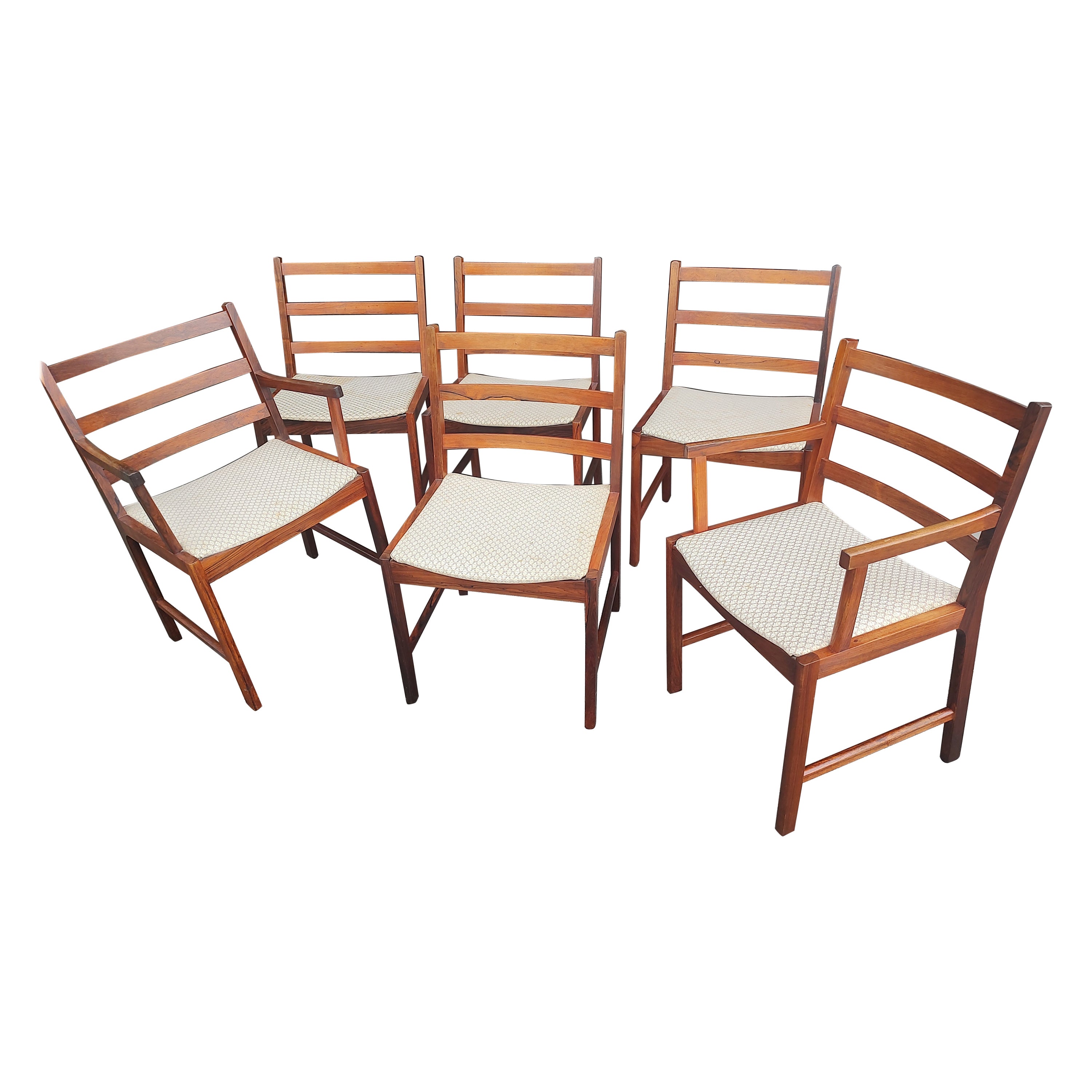 Dänisches Rosenholz-Set aus 6 Esszimmerstühlen im Stil von Niels Moller, Moderne der Mitte des Jahrhunderts im Angebot 2