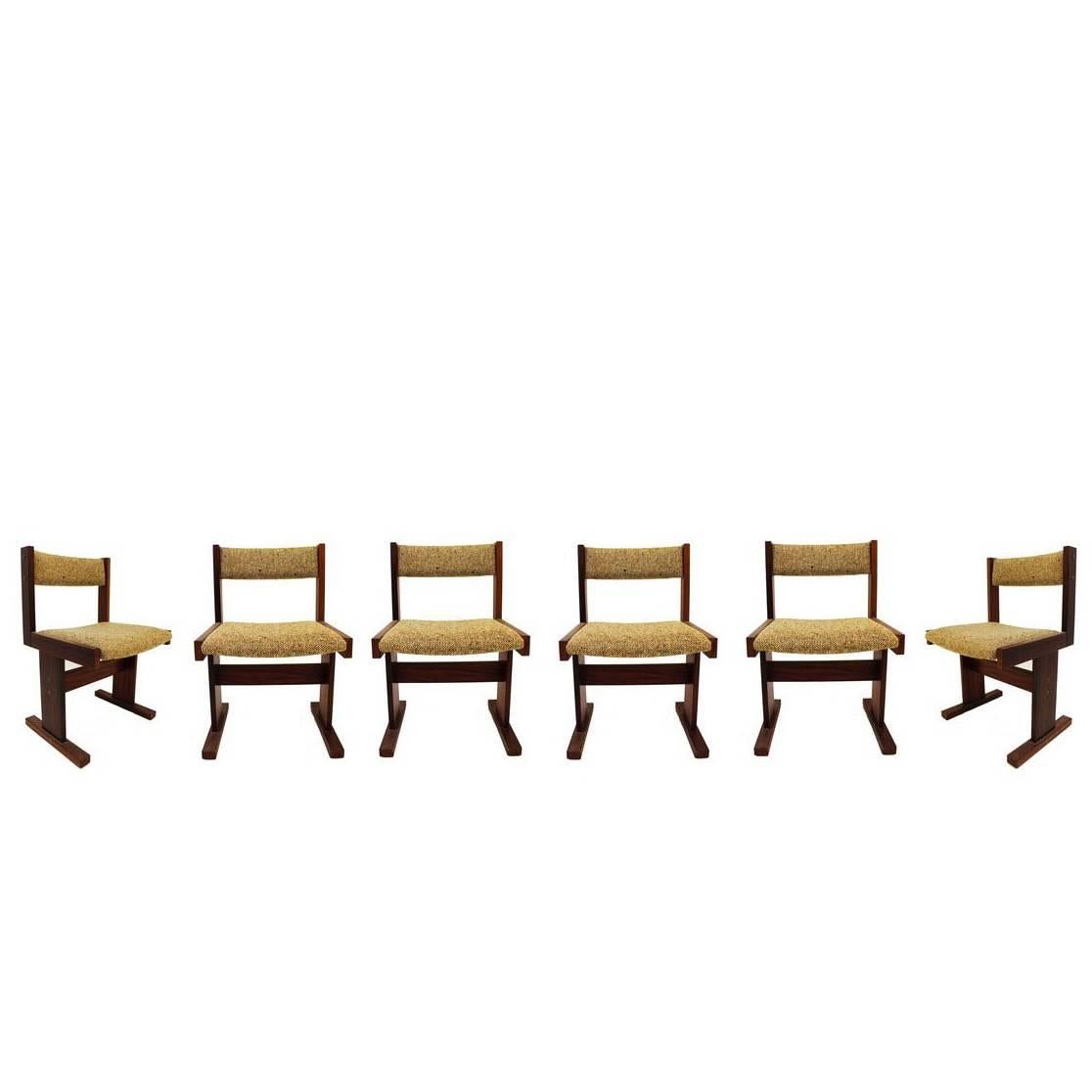 Mid-Century Modern Danish Rosewood Set of Six Side Dining Chairs, 1960s