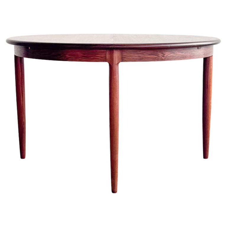 Tavolo da pranzo rotondo allungabile in teak di Niels Møller