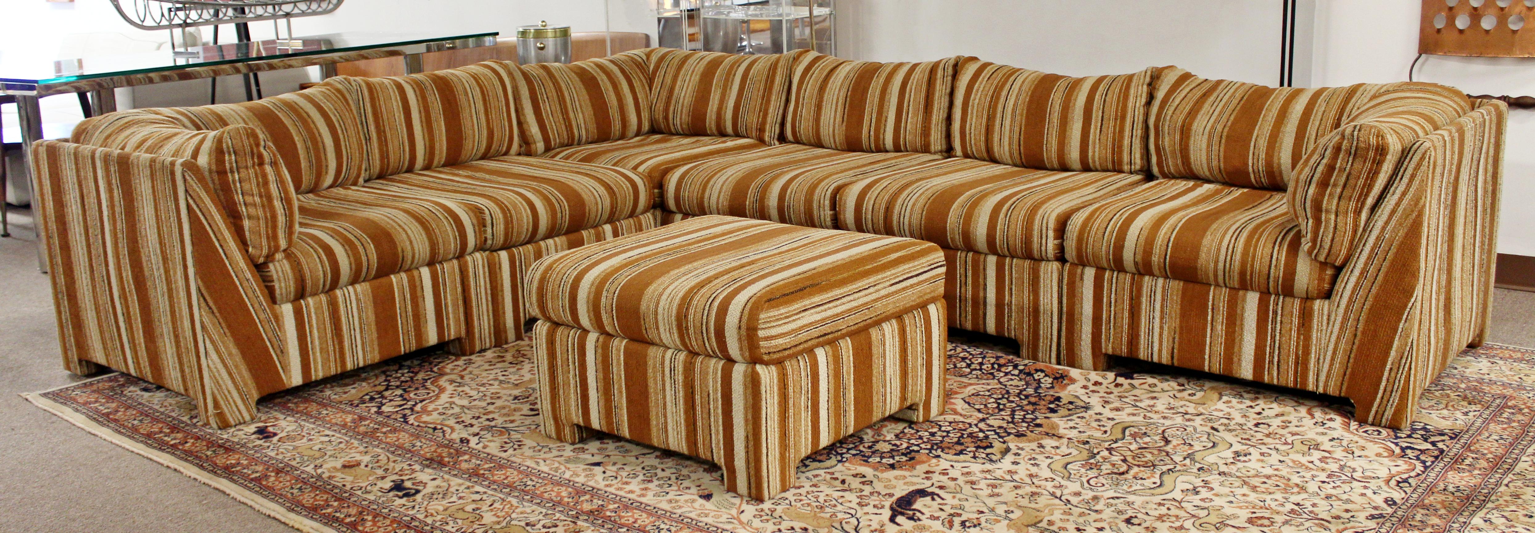 Upholstery Mid-Century Modern Danish Selig Monroe 6 Pc Modular Sofa Sectional Ottoman 1970s