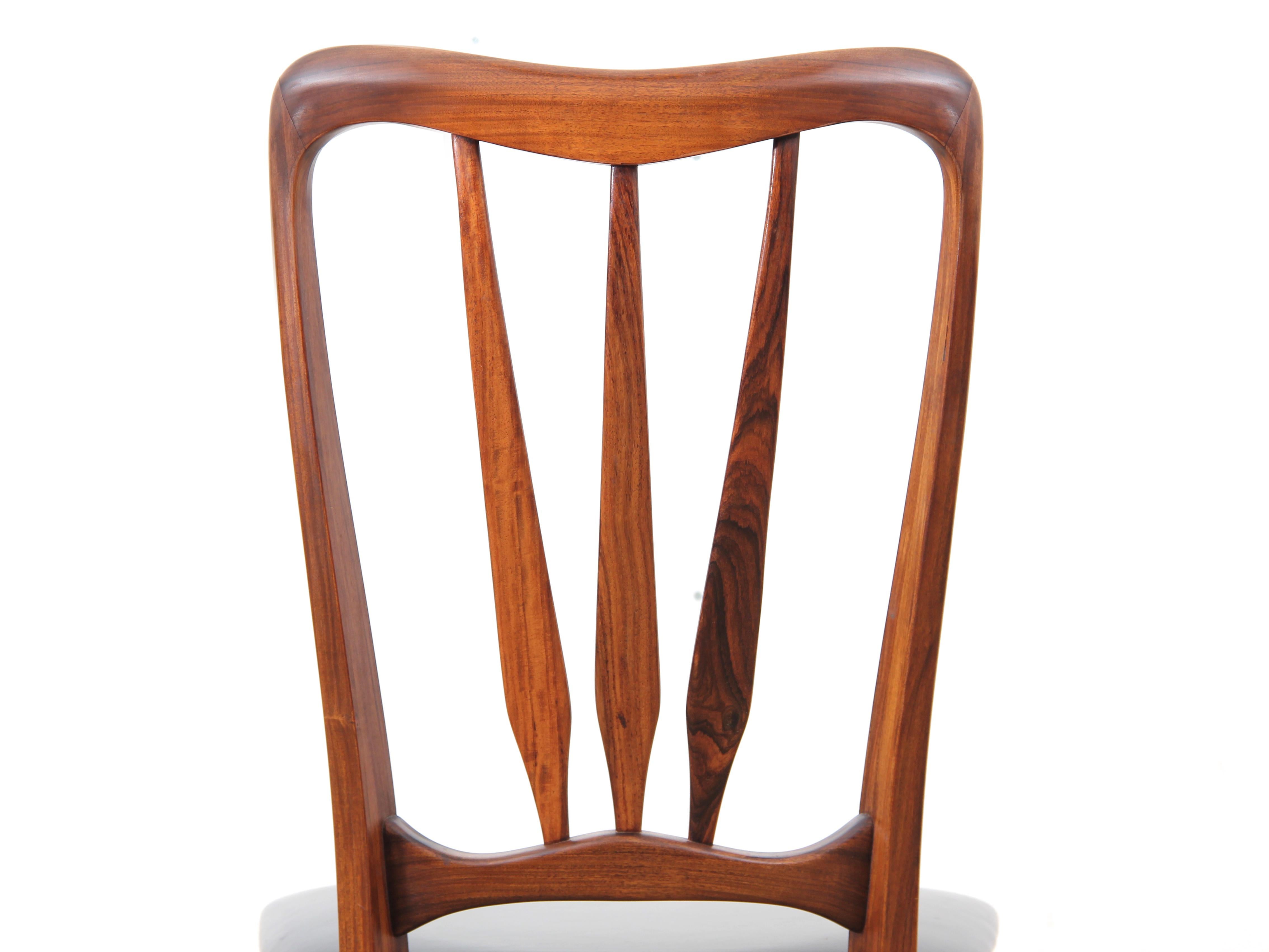 Mid-Century Modern Danish Set of 4 Chairs in Rosewood Model Ingrid In Good Condition For Sale In Courbevoie, FR