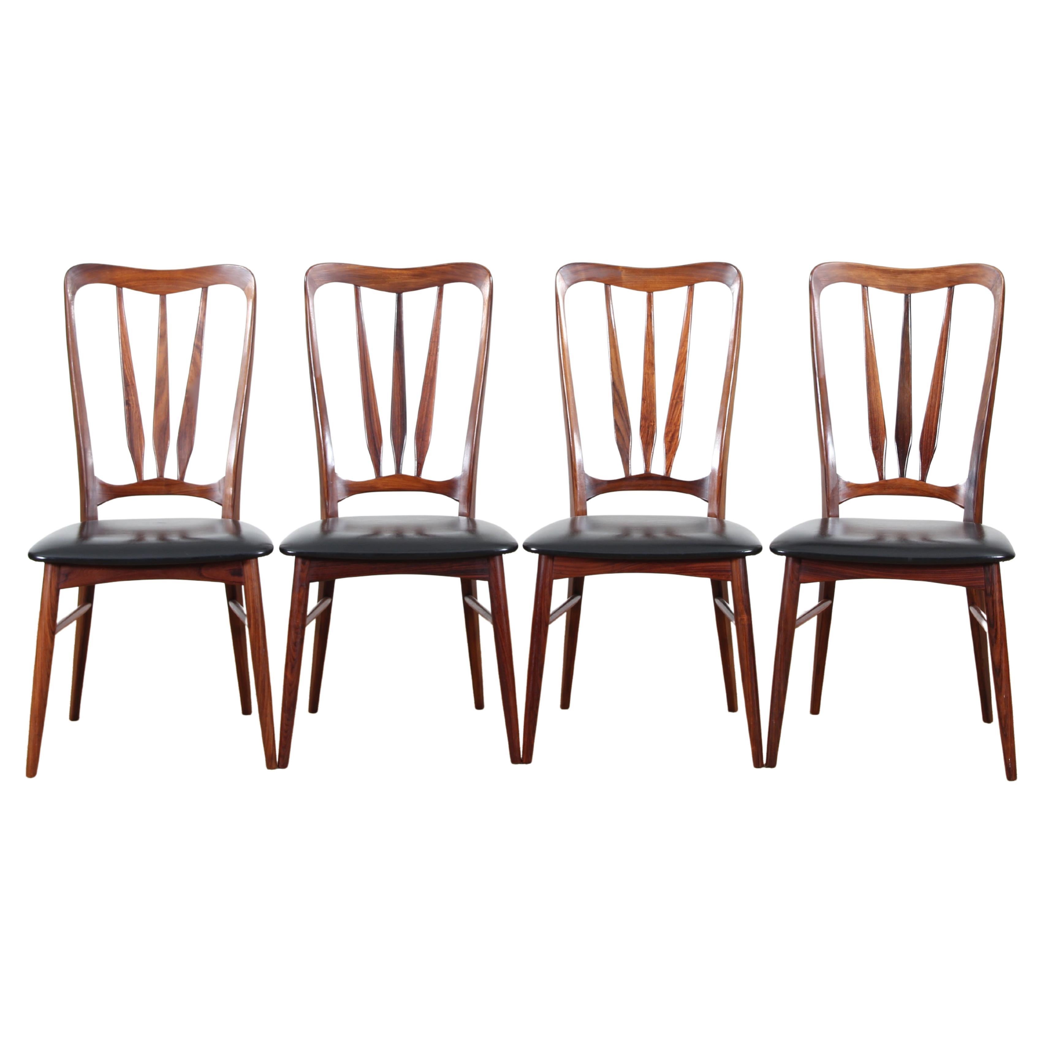 Mid-Century Modern Danish Set of 4 Chairs in Rosewood Model Ingrid For Sale