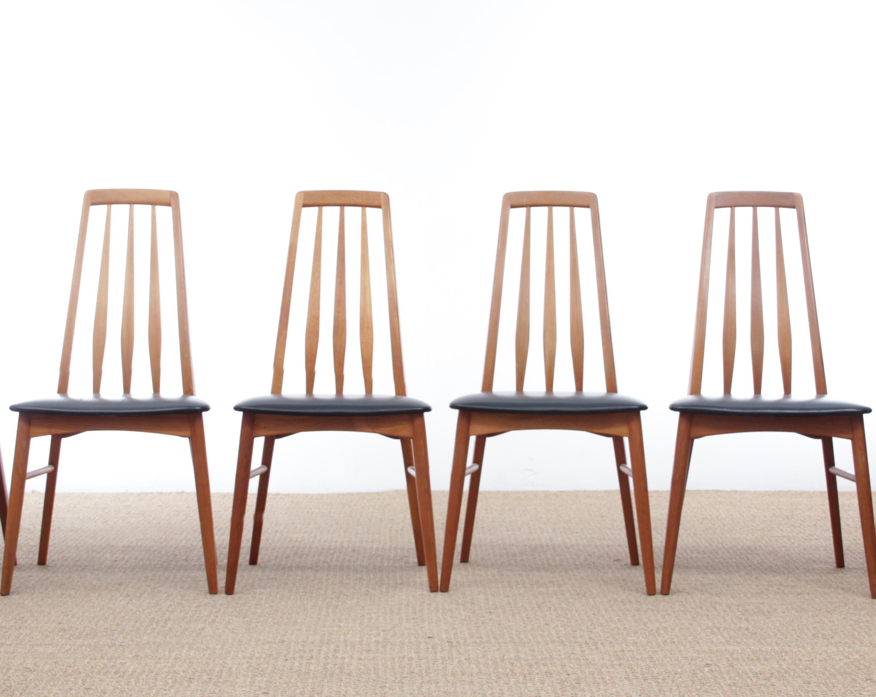 Mid-Century Modern Danish Set of 4 Chairs in Teak Model Eva by Niels Kofoed For Sale 4