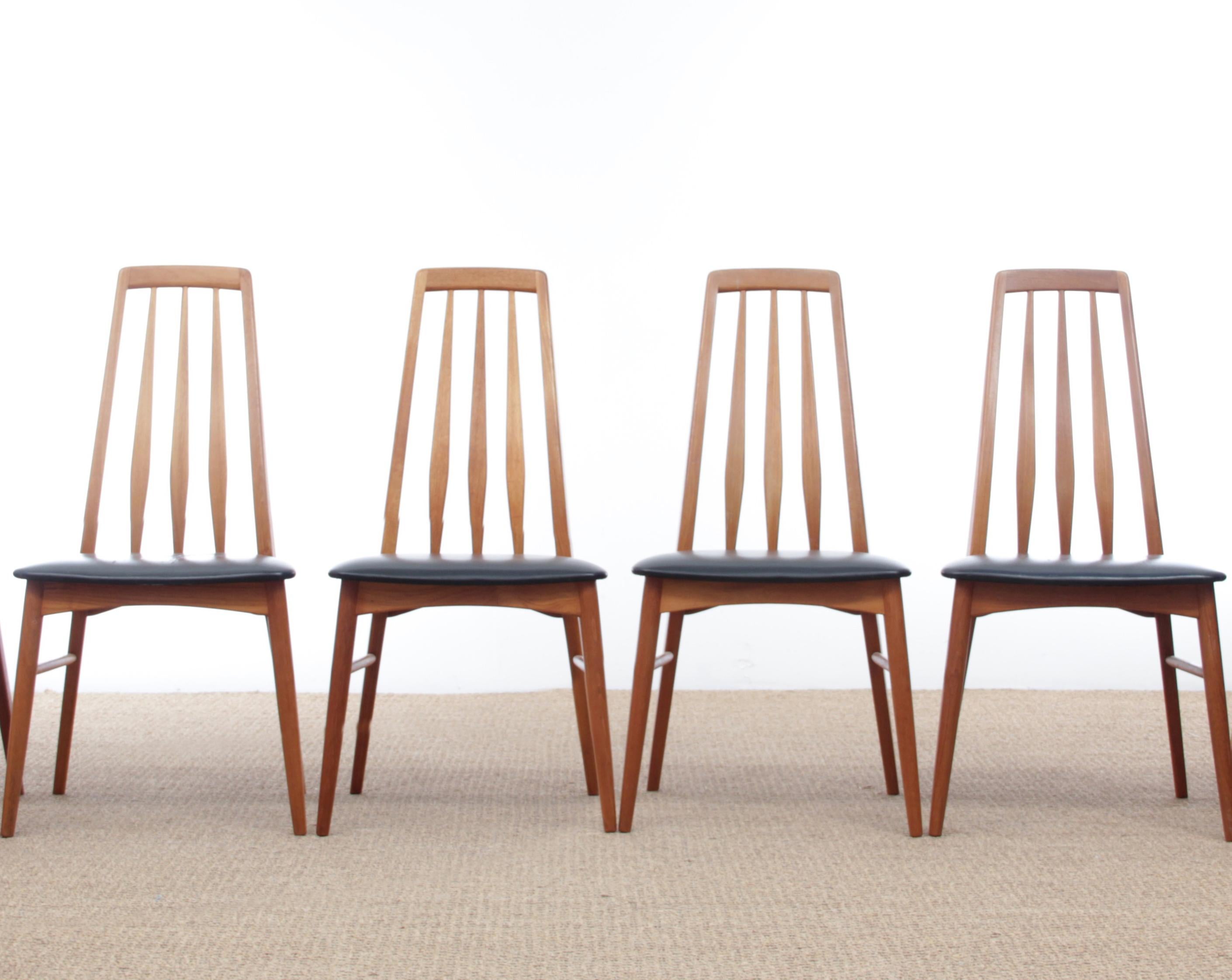 Set di 4 sedie in teak modello Eva di Niels Kofoed, danese, moderno e di metà secolo. in vendita 4