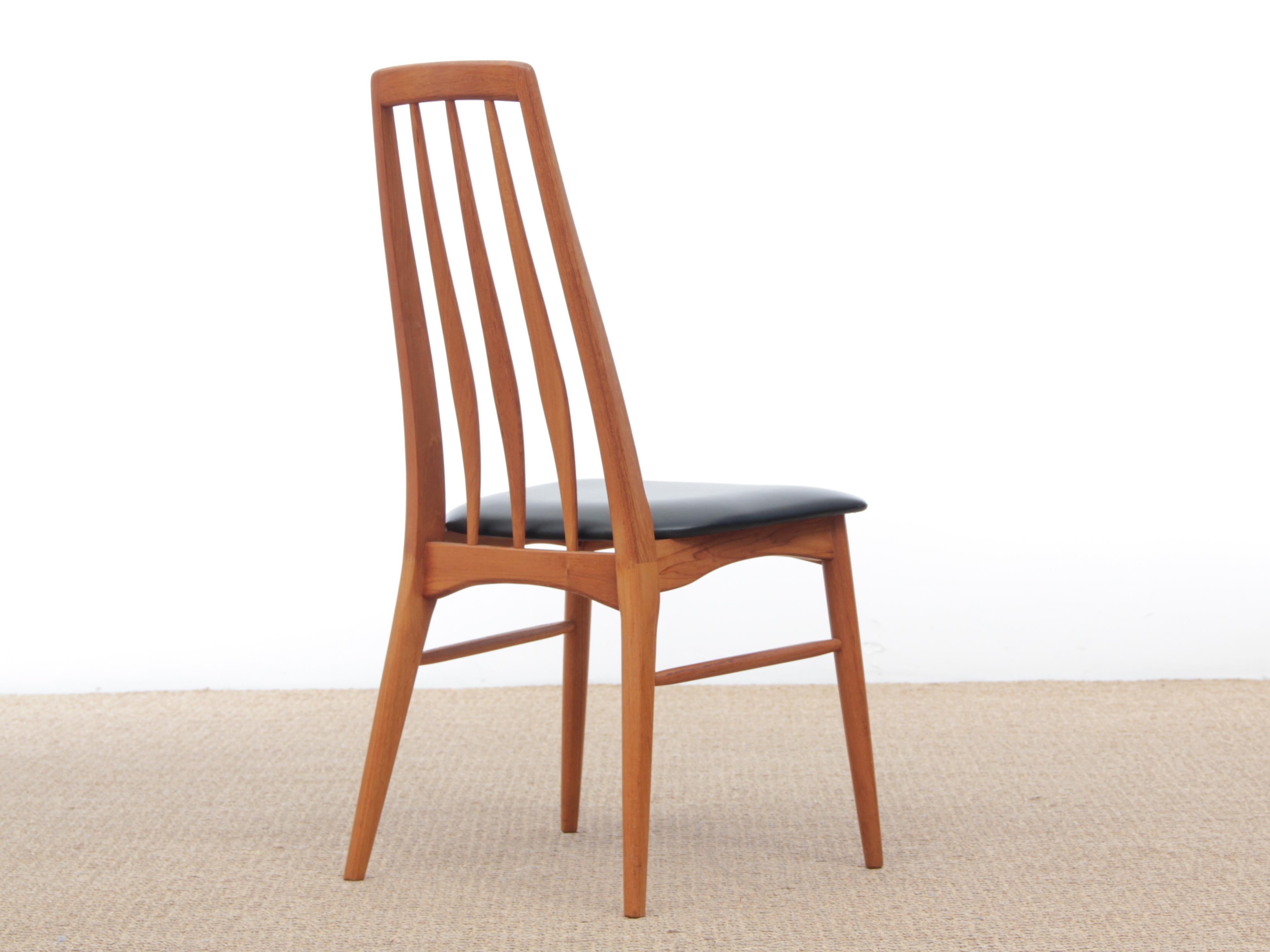 Set di 4 sedie in teak modello Eva di Niels Kofoed, danese, moderno e di metà secolo. In condizioni buone in vendita a Courbevoie, FR