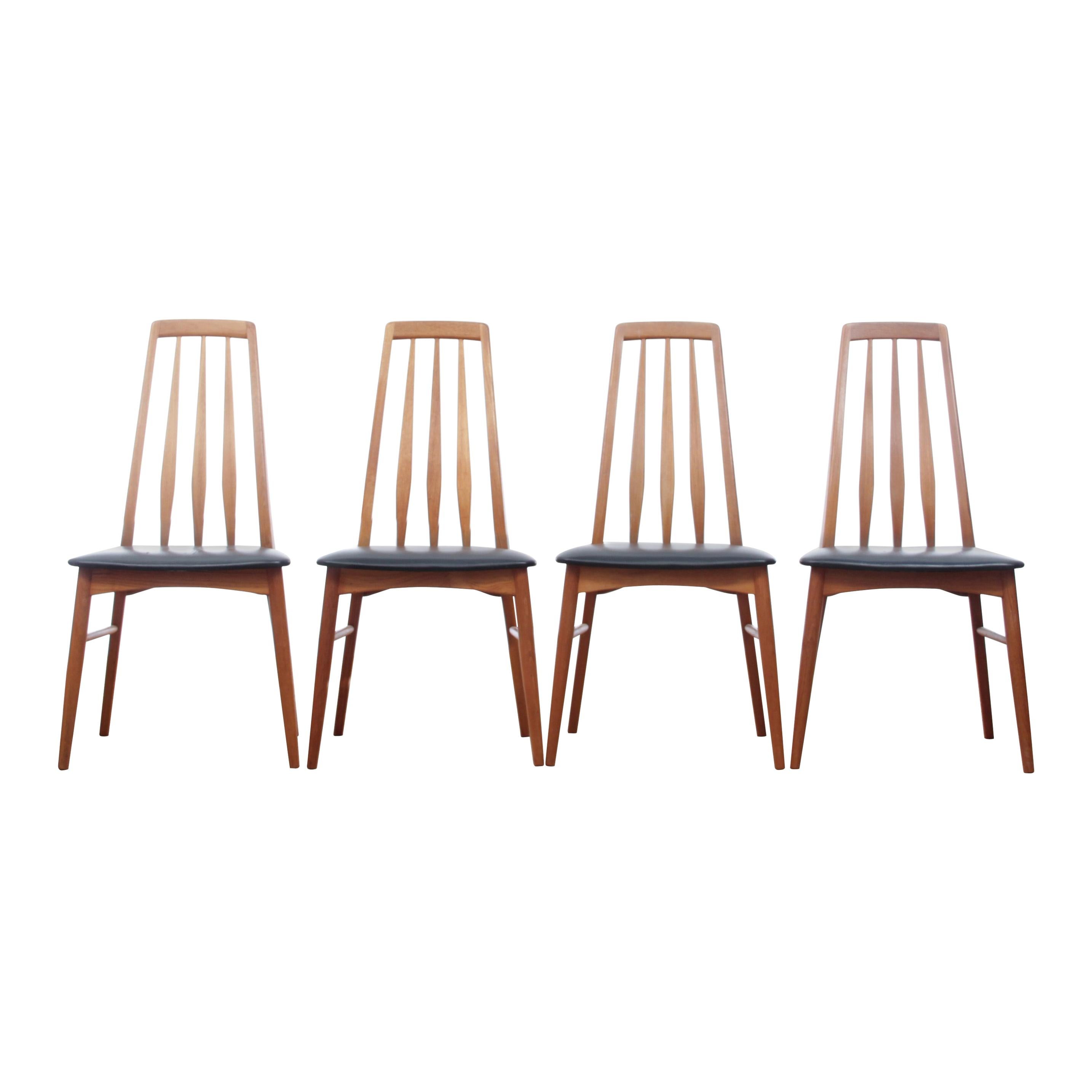 Mid-Century Modern Danish Set of 4 Chairs in Teak Model Eva by Niels Kofoed