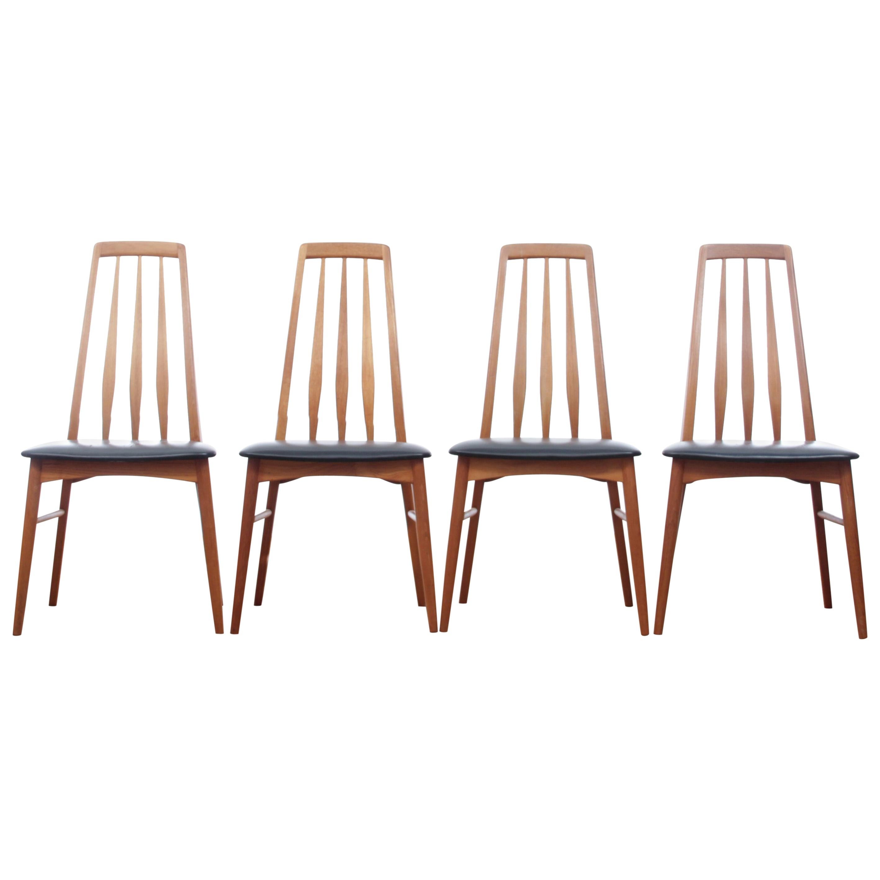 Mid-Century Modern Danish Set of 4 Chairs in Teak Model Eva by Niels Kofoed