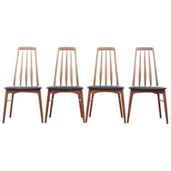 Vintage Mid-Century Modern Danish Set of 4 Chairs in Teak Model Eva by Niels Kofoed