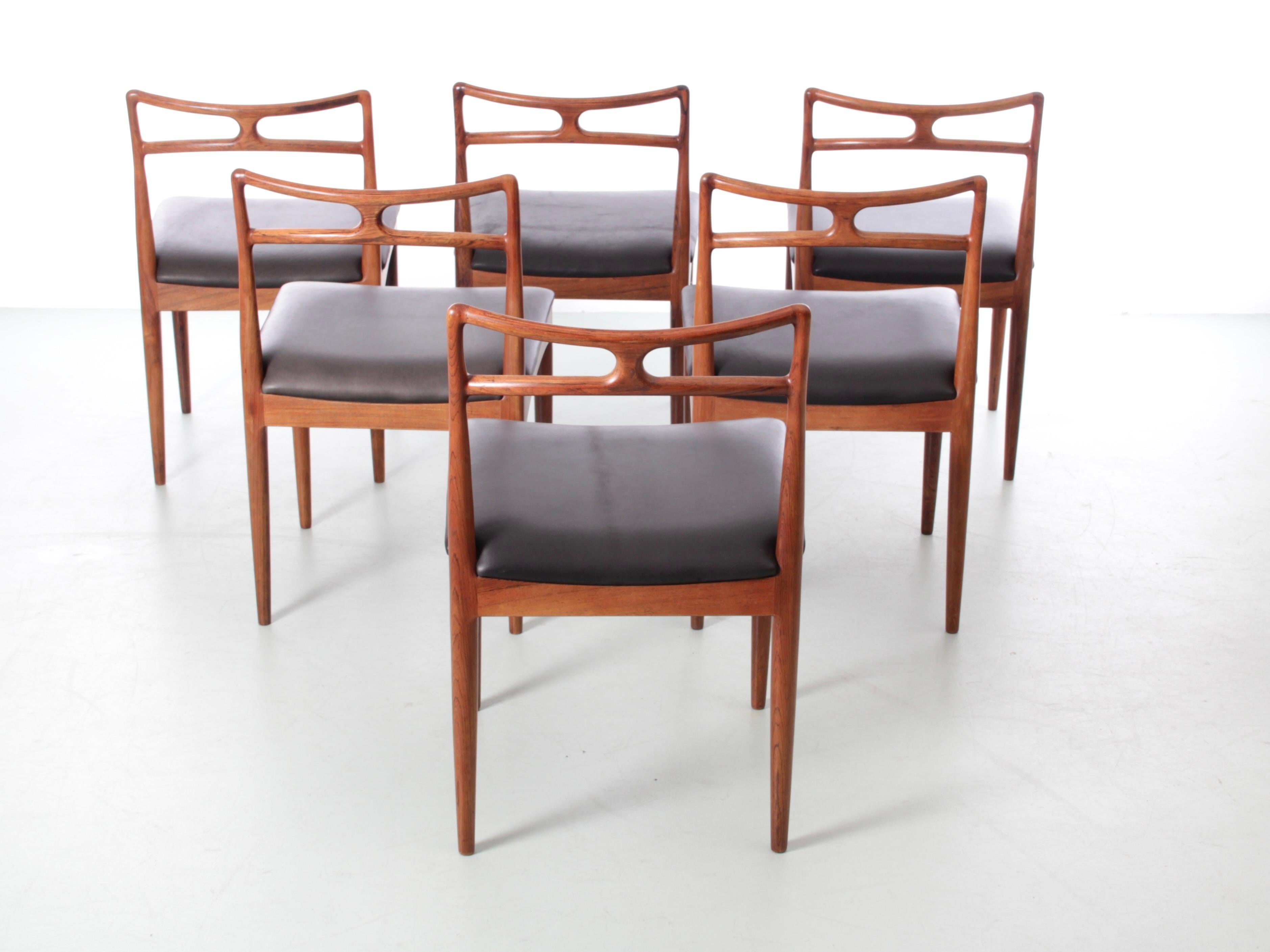 Mid-Century Modern Danish Set of 6 Dining Chairs in Rosewood by Andersen For Sale 9