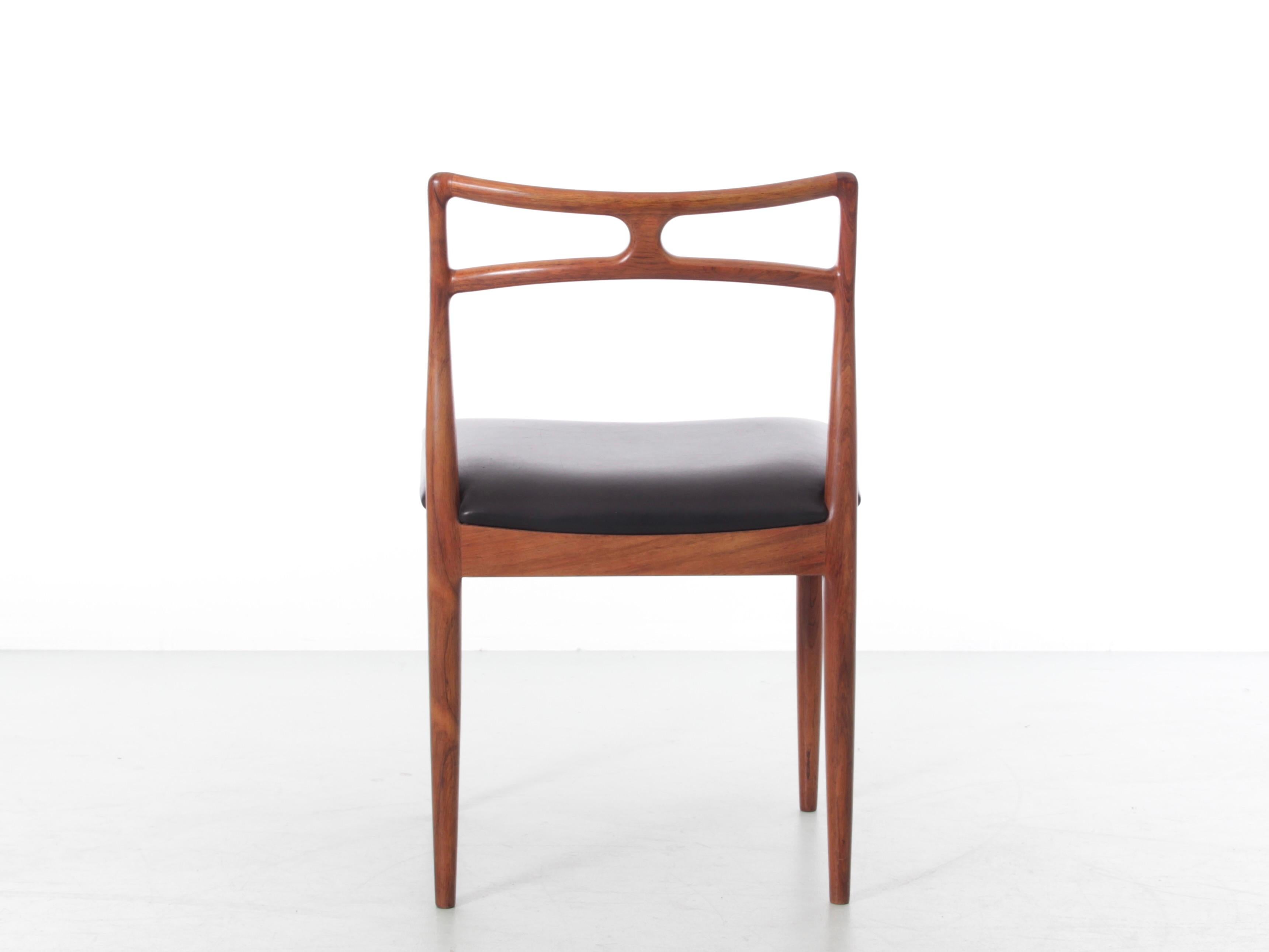 Milieu du XXe siècle Ensemble de 6 chaises de salle à manger danoises en bois de rose, de style moderne du milieu du siècle dernier, par Andersen en vente