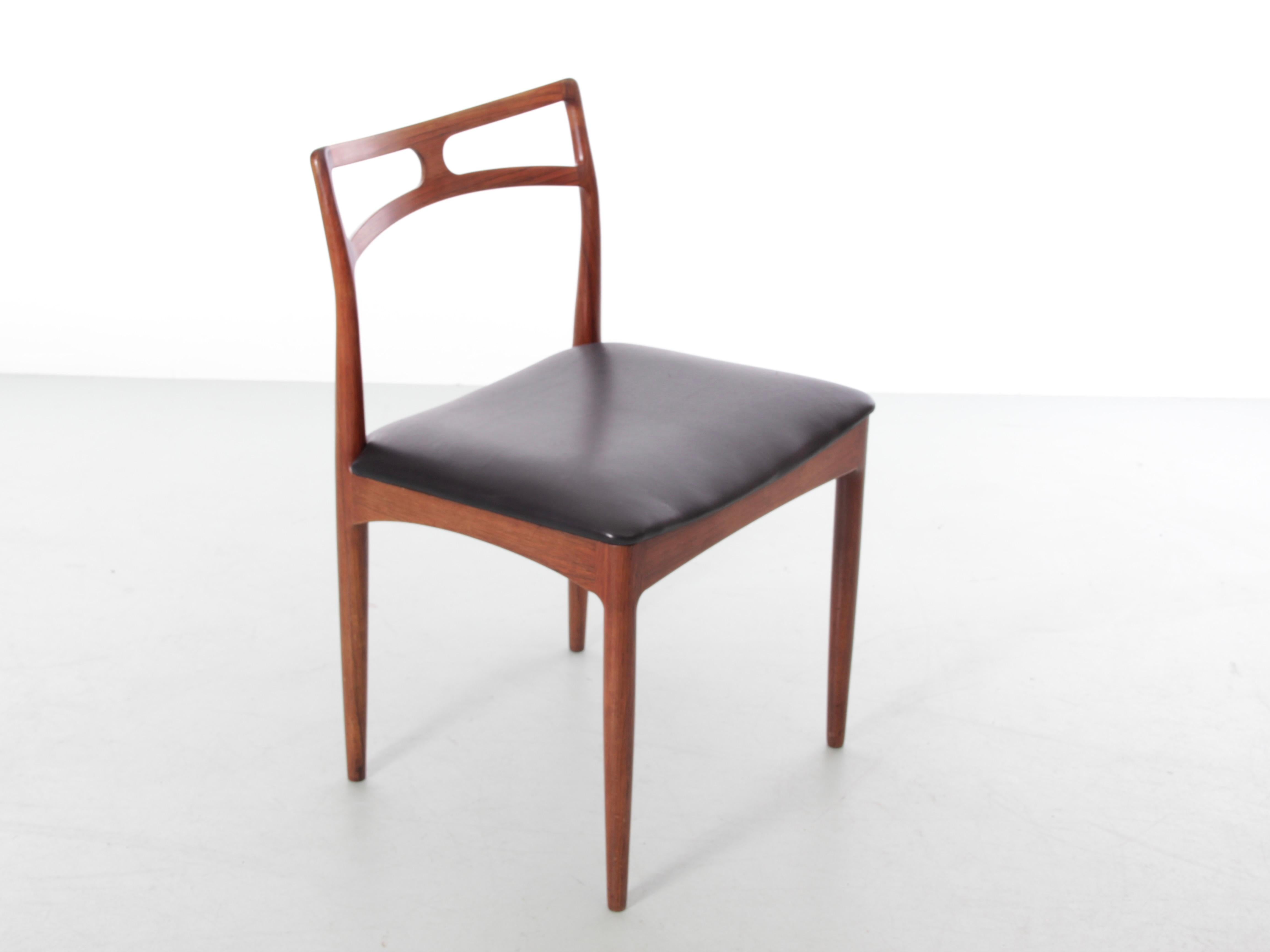 Cuir Ensemble de 6 chaises de salle à manger danoises en bois de rose, de style moderne du milieu du siècle dernier, par Andersen en vente