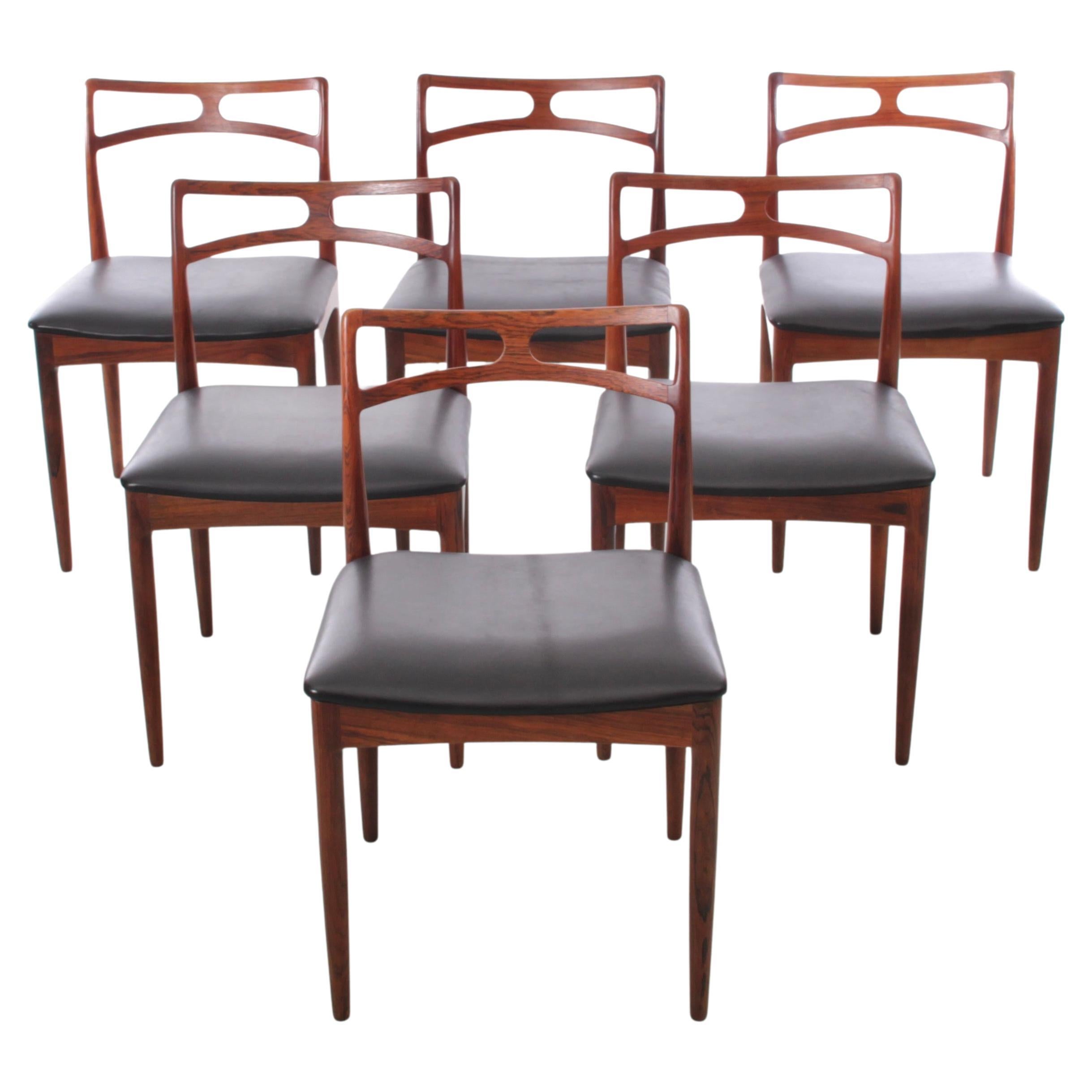Mid-Century Modern Danish Set of 6 Dining Chairs in Rosewood by Andersen For Sale