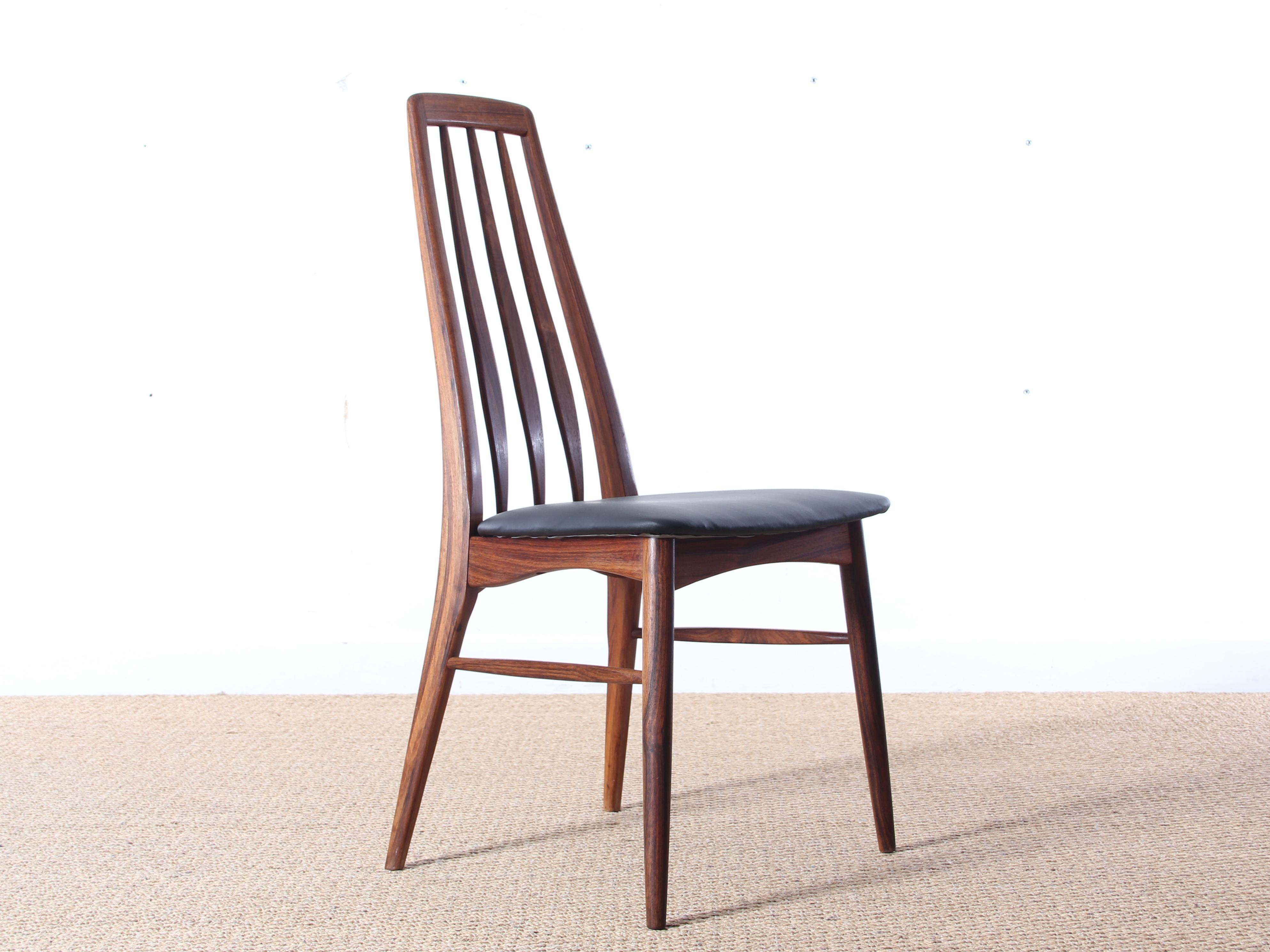 Mid-Century Modern Danish Set of 8 Chairs in Rosewood Model Eva by Niels Kof In Good Condition In Courbevoie, FR