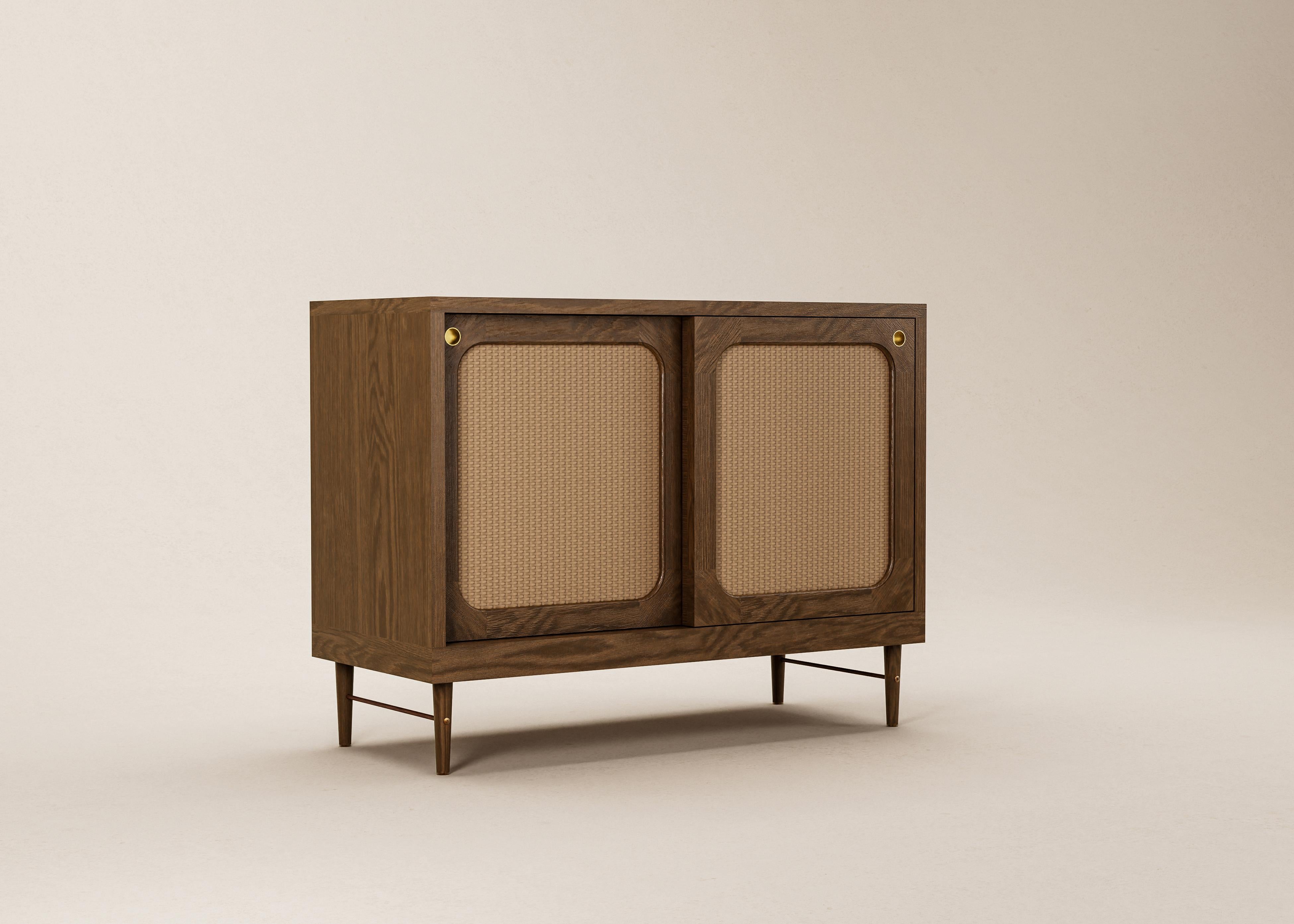 Mid-Century Modern Danish Sideboard in Cognac Oak and Natural Rattan — Small For Sale 5