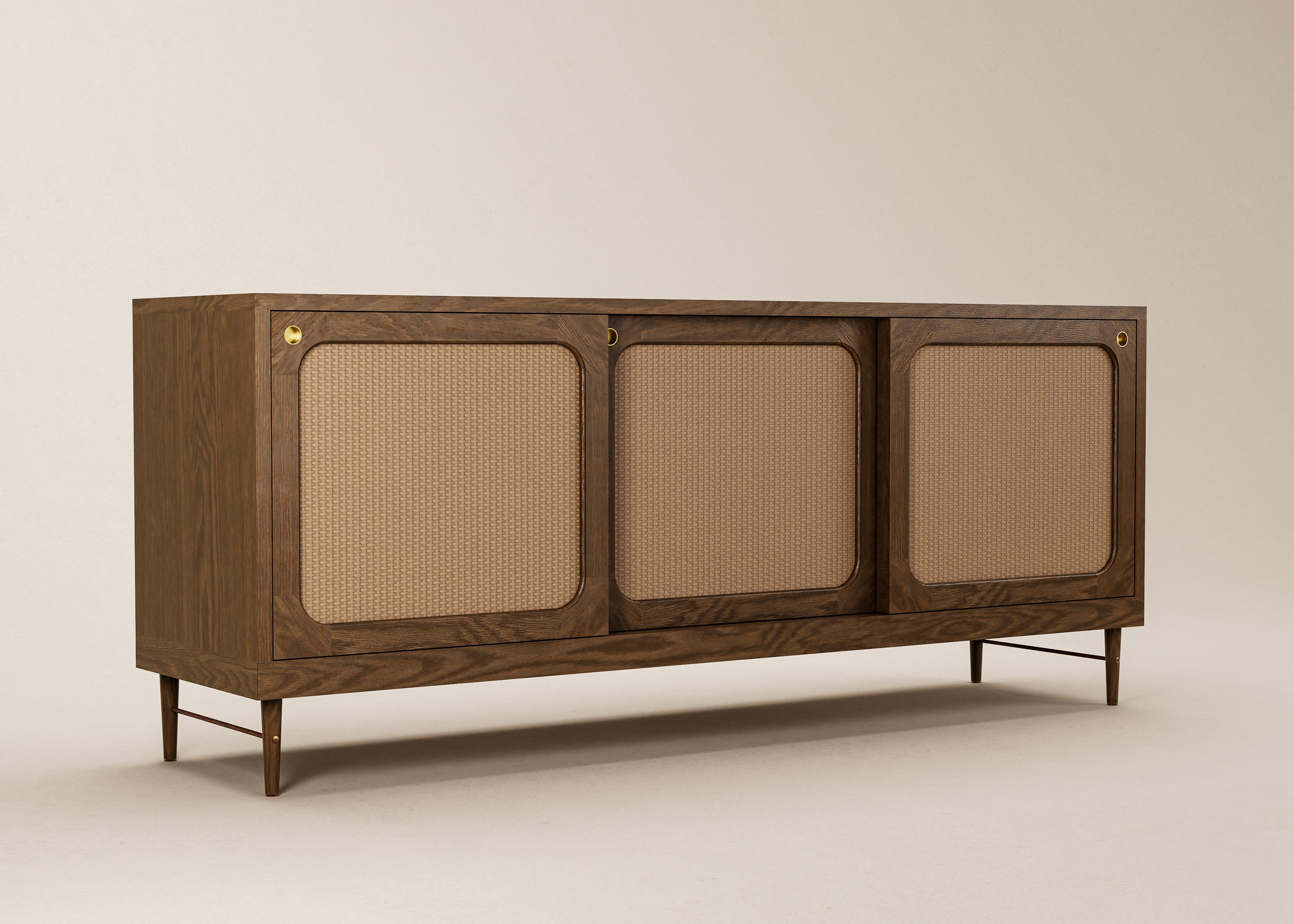 Mid-Century Modern Danish Sideboard in Cognac Oak and Natural Rattan — X - Large For Sale 4