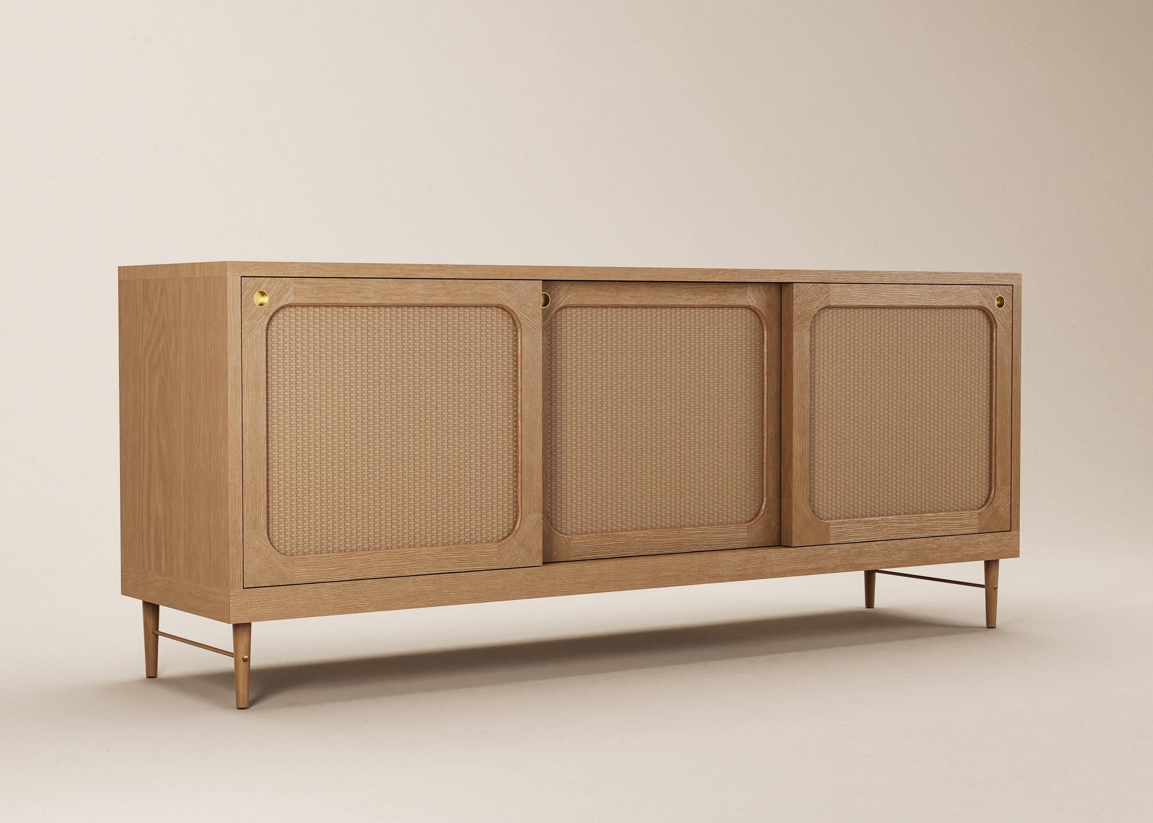 Mid-Century Modern Danish Sideboard in Cognac Oak and Natural Rattan — X - Large For Sale 7