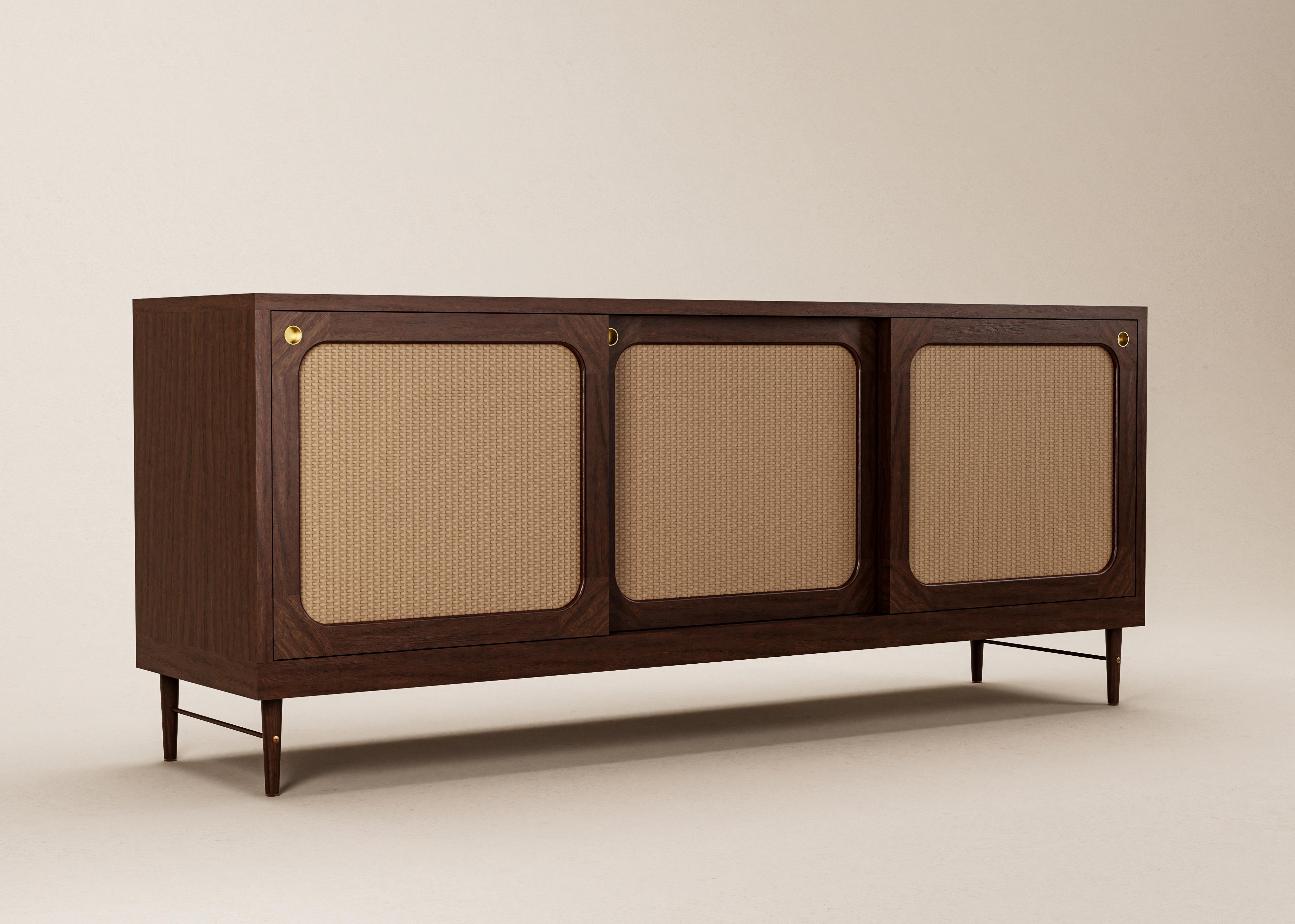 Mid-Century Modern Danish Sideboard in Cognac Oak and Natural Rattan — X - Large For Sale 10