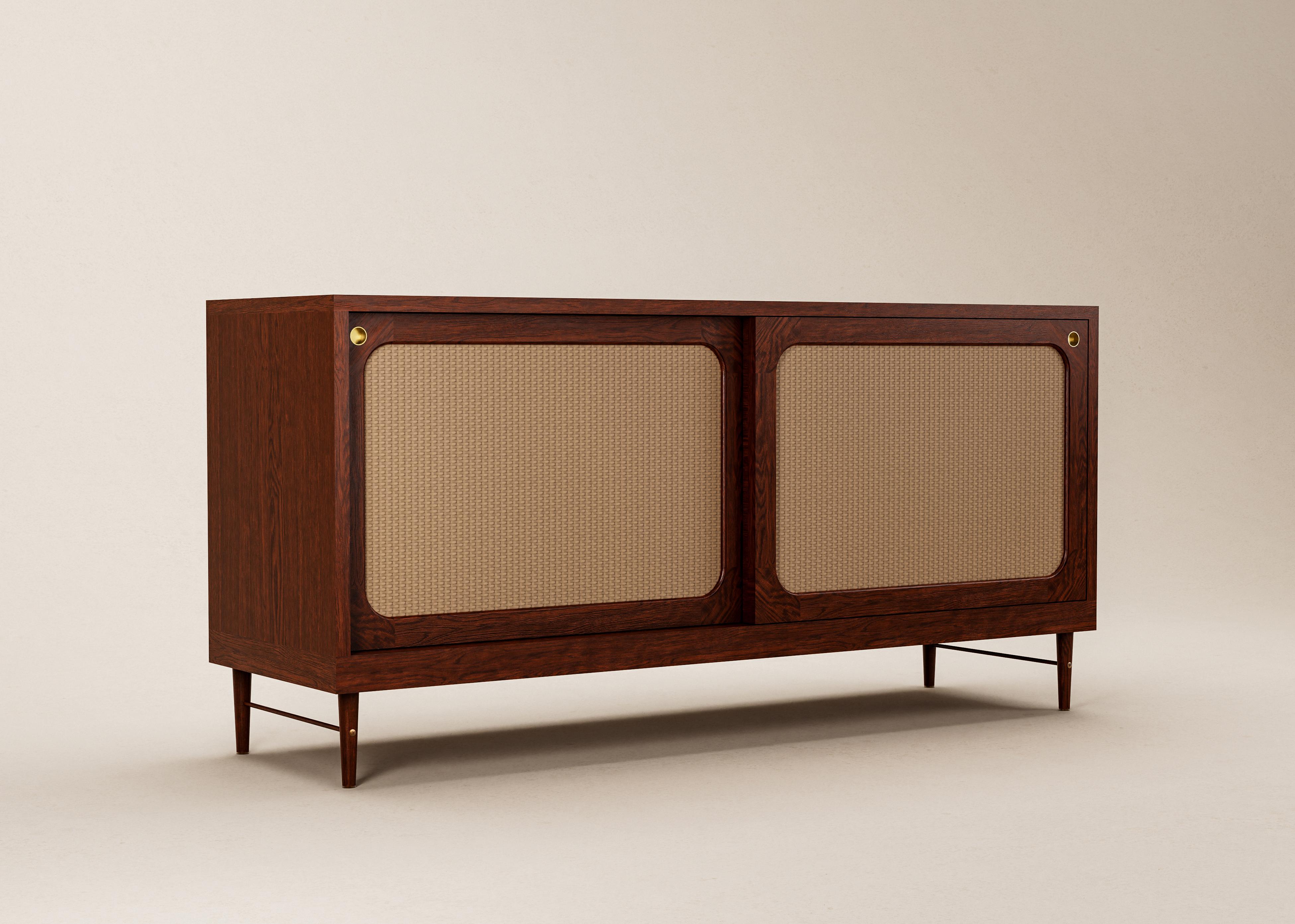Mid-Century Modern Danish Sideboard in Natural Oak and Rattan — Large For Sale 4