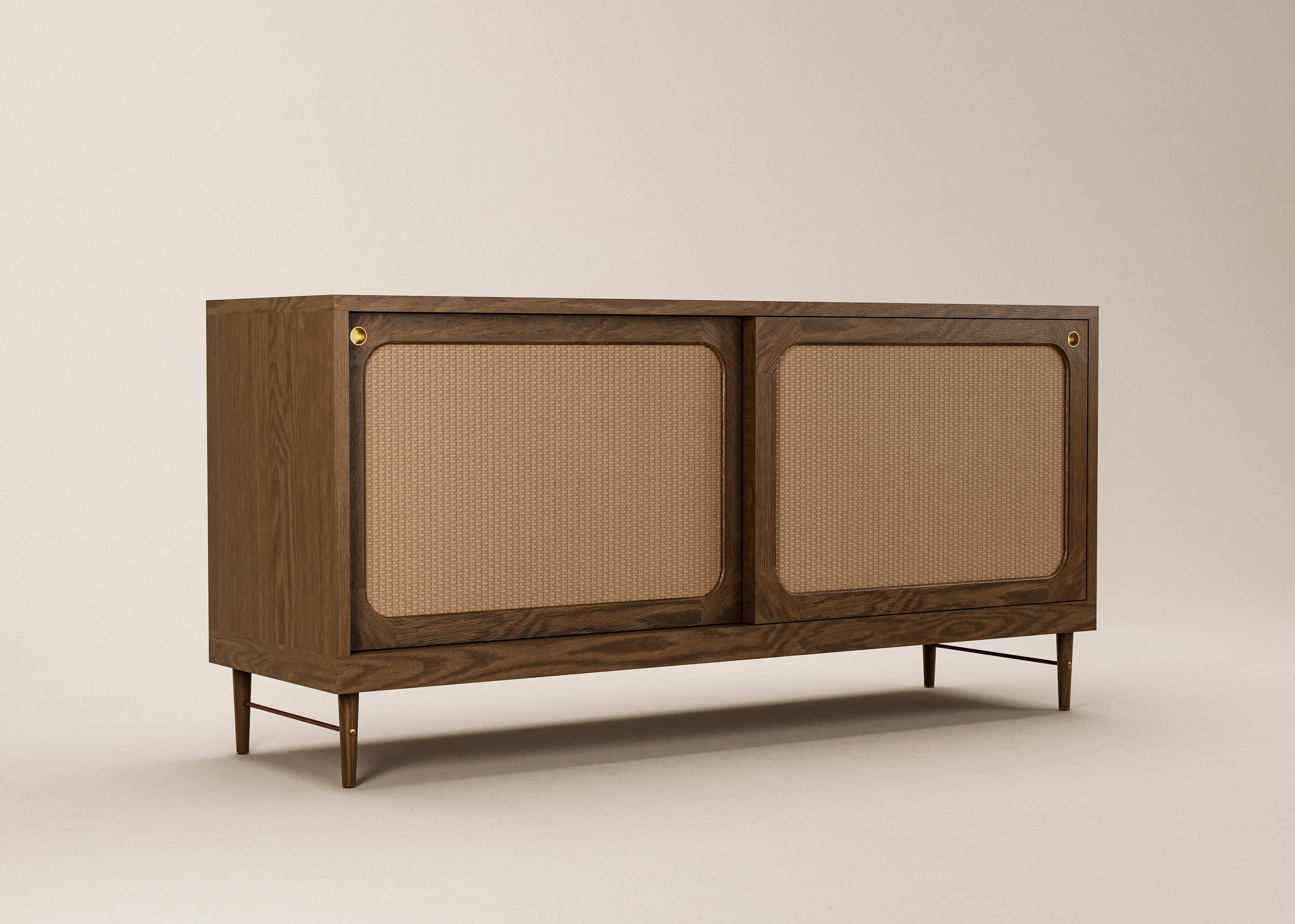 Mid-Century Modern Danish Sideboard in Natural Oak and Rattan — Large For Sale 7