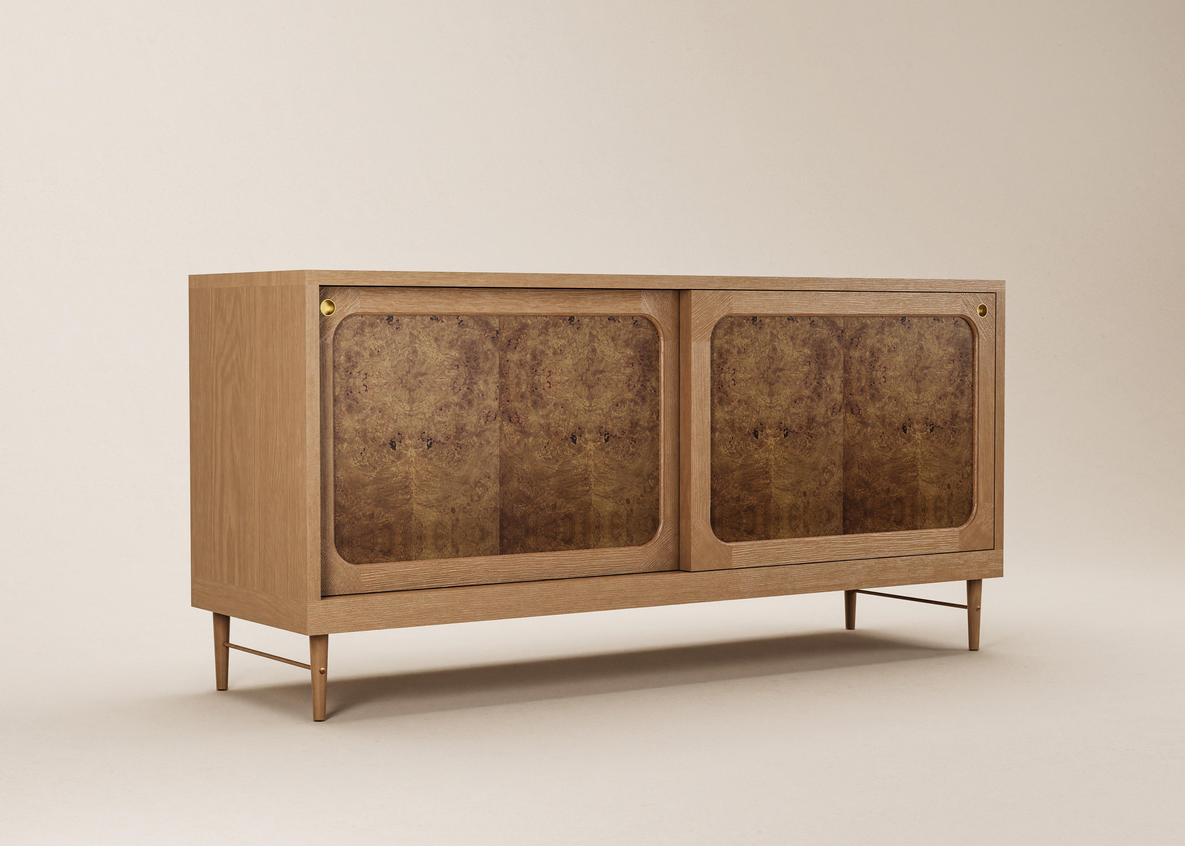 Mid-Century Modern Danish Sideboard in Natural Oak and Rattan — Large For Sale 8