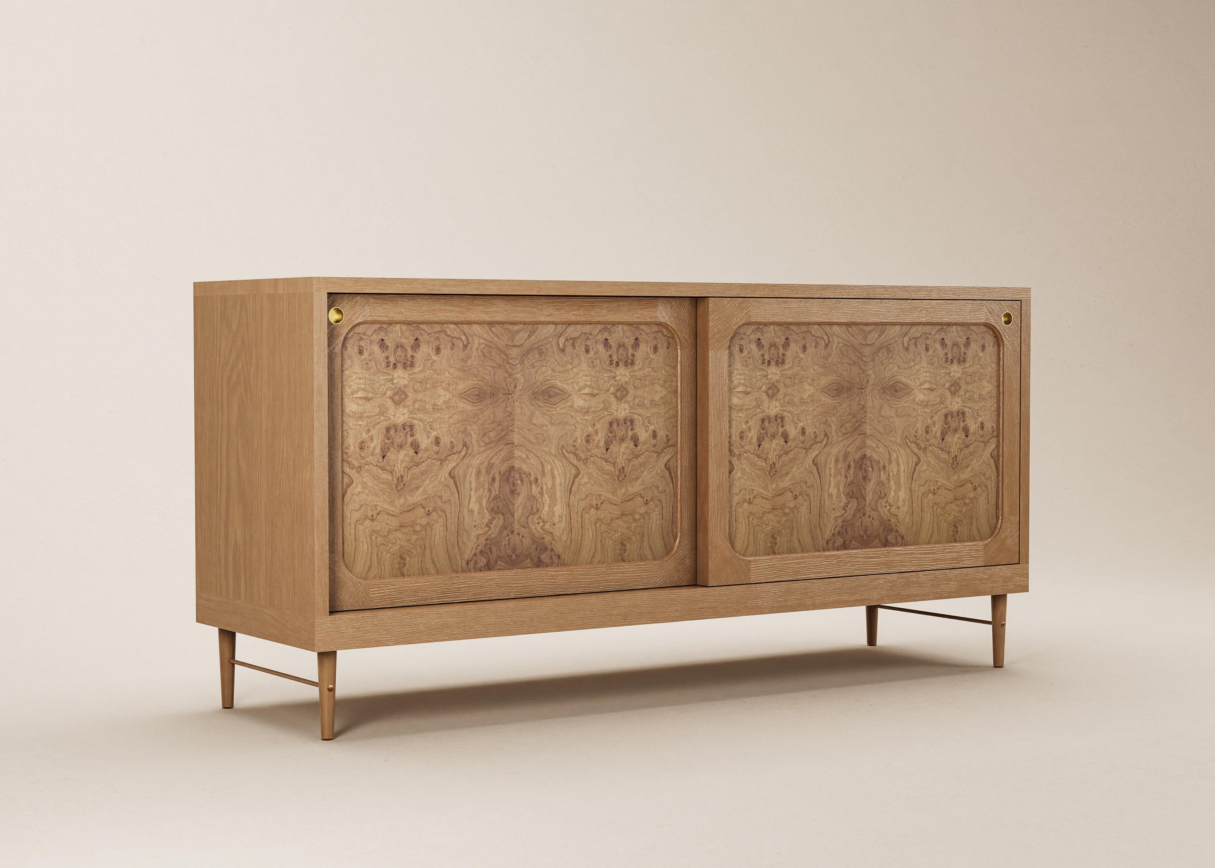 Mid-Century Modern Danish Sideboard in Natural Oak and Rattan — Large For Sale 9