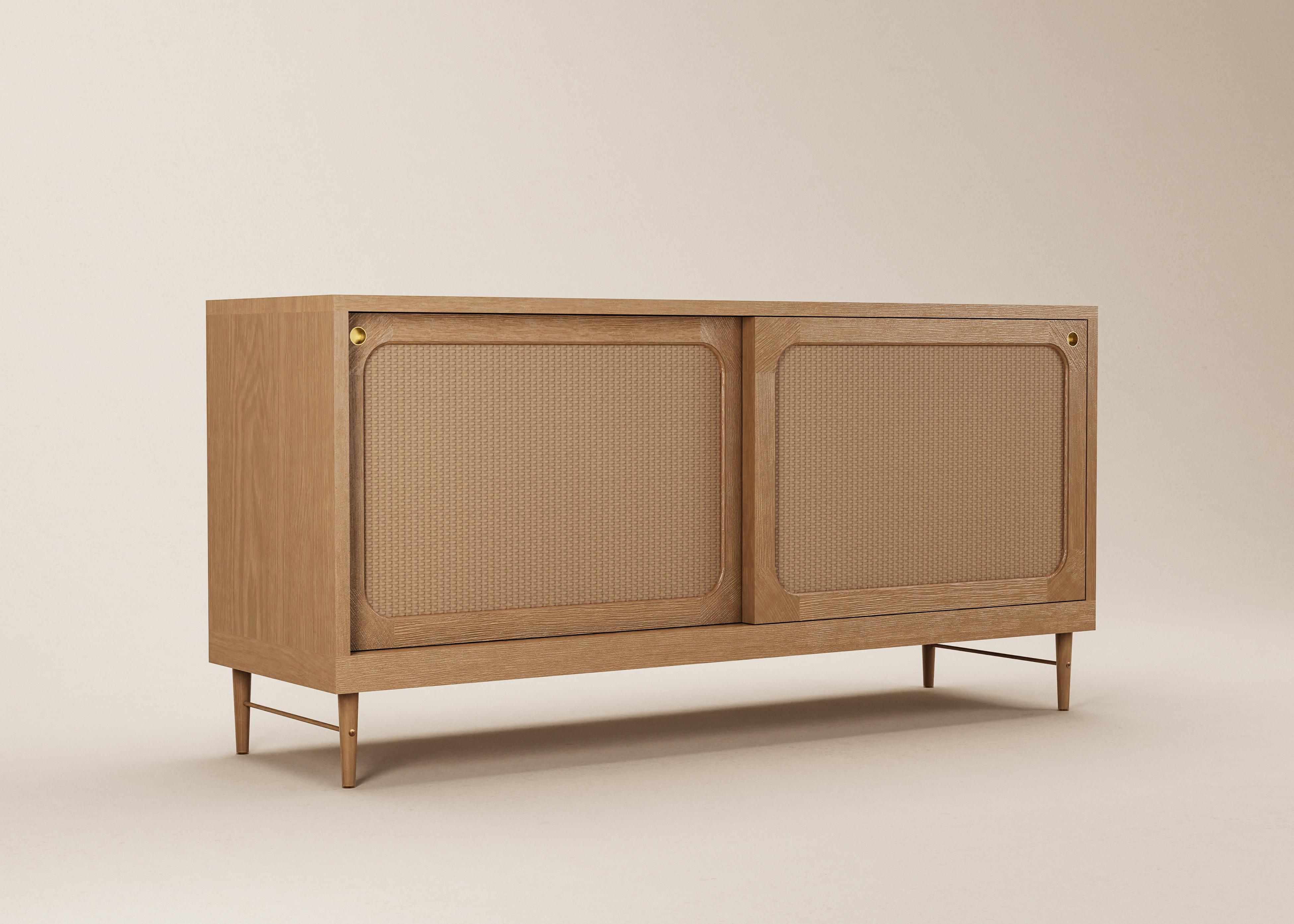 Mid-Century Modern Danish Sideboard in Natural Oak and Rattan — Large For Sale 10