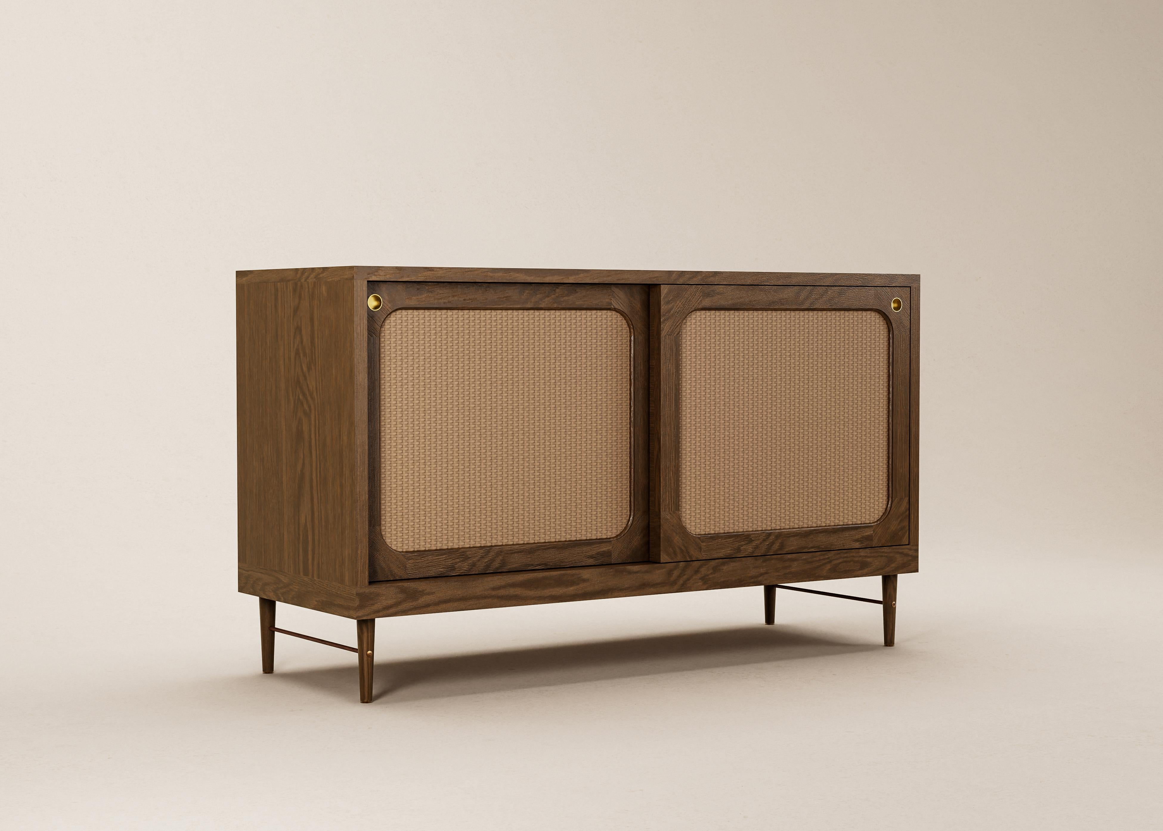 Mid-Century Modern Danish Sideboard in Natural Oak and Rattan — Medium For Sale 4
