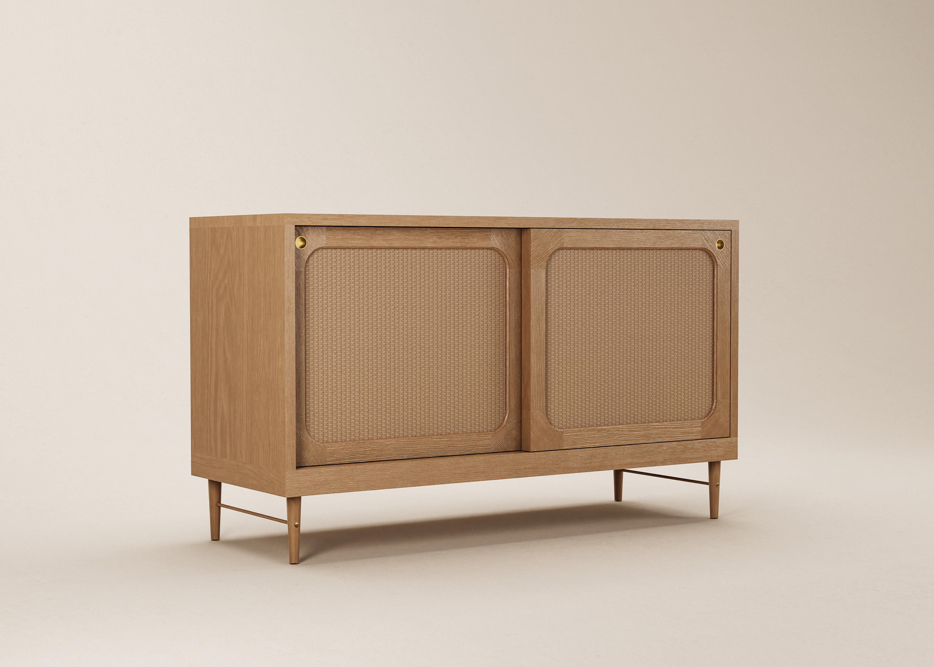 Mid-Century Modern Danish Sideboard in Natural Oak and Rattan — Medium For Sale 7