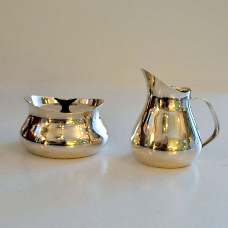 Scandinavian Modern Danish Silver Plated Tea & Coffee Set by Hans Bunde for Cohr For Sale