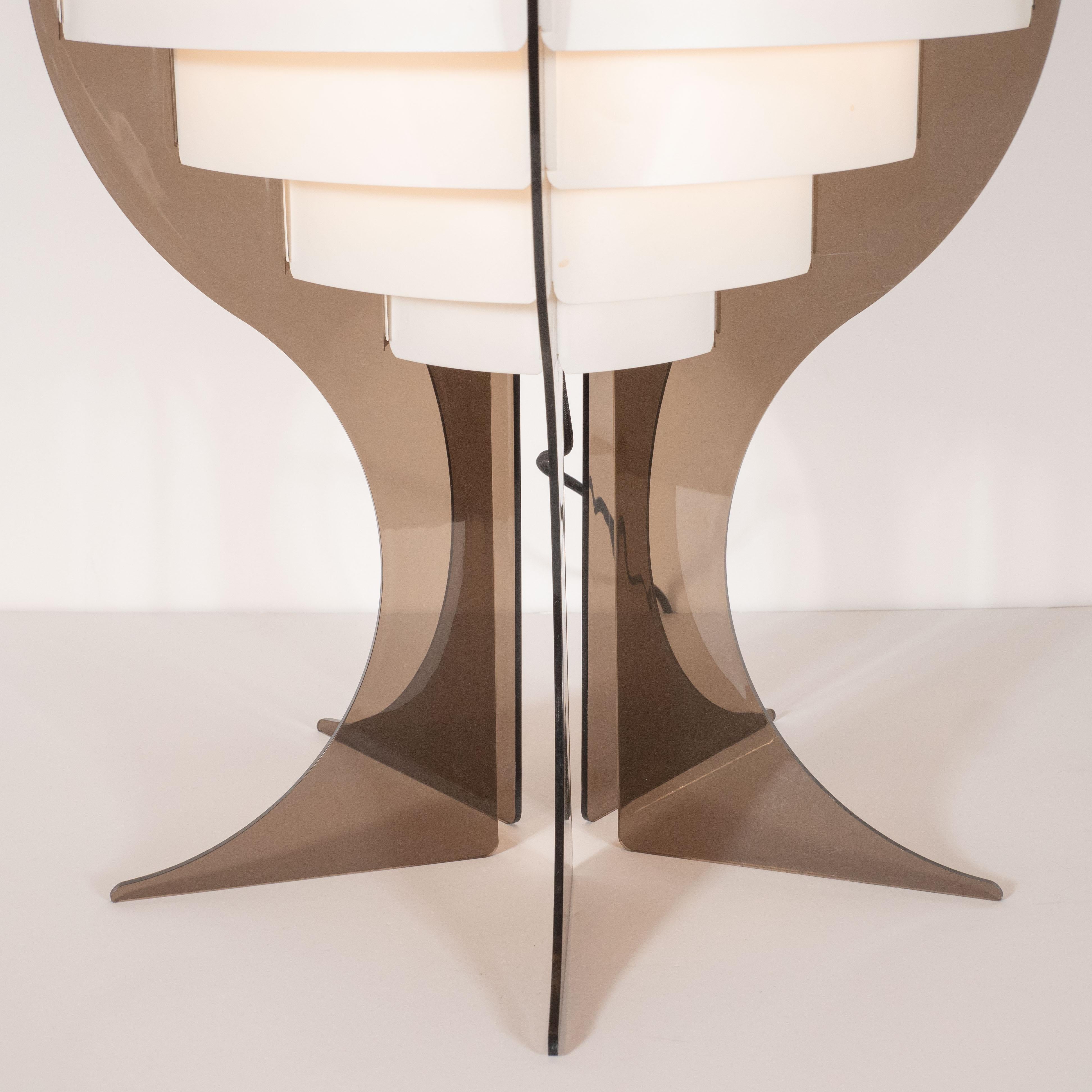 Mid-Century Modern Danish Smoked and Opaque Lucite Table Lamp 6