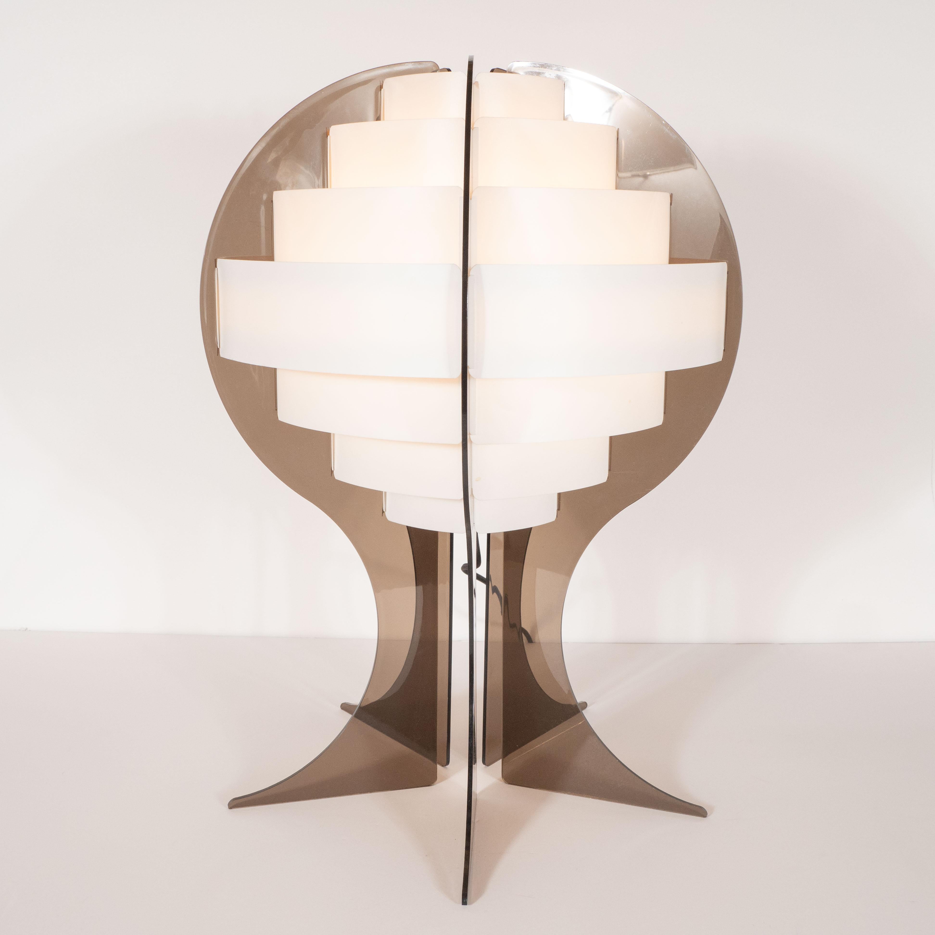 Mid-Century Modern Danish Smoked and Opaque Lucite Table Lamp 5