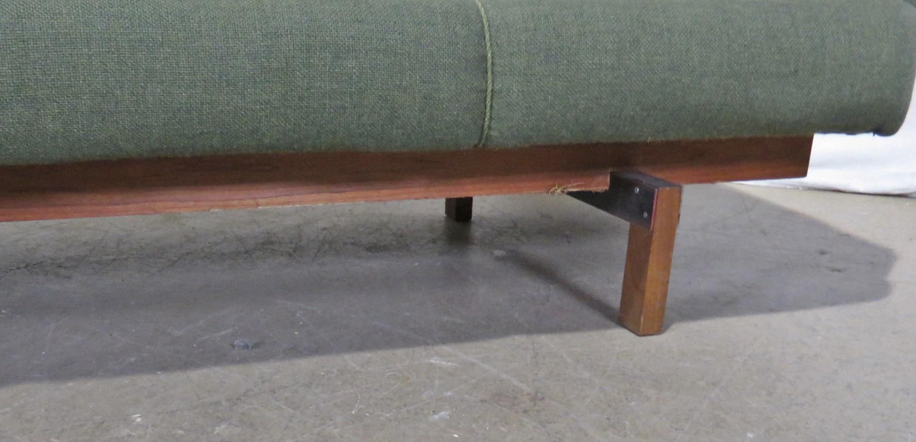 Upholstery Large Teak Danish Mid-Century Modern Sofa Settee