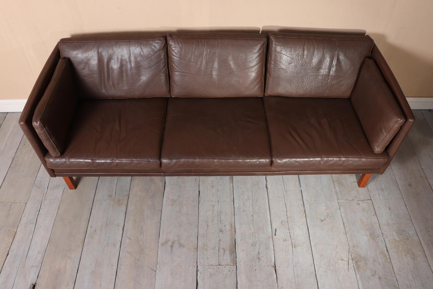 Leather Mid-Century Modern Danish Sofa
