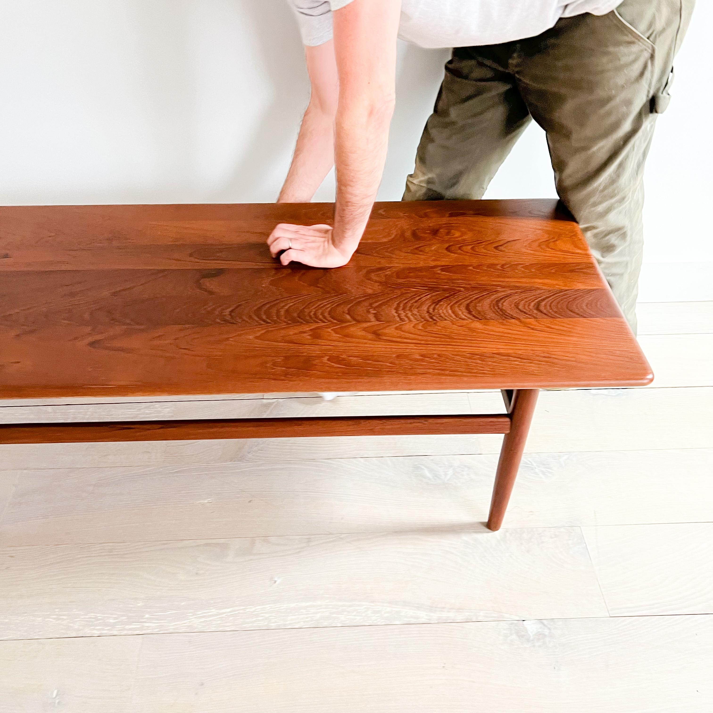 Mid Century Modern Danish Solid Teak Coffee Table 11