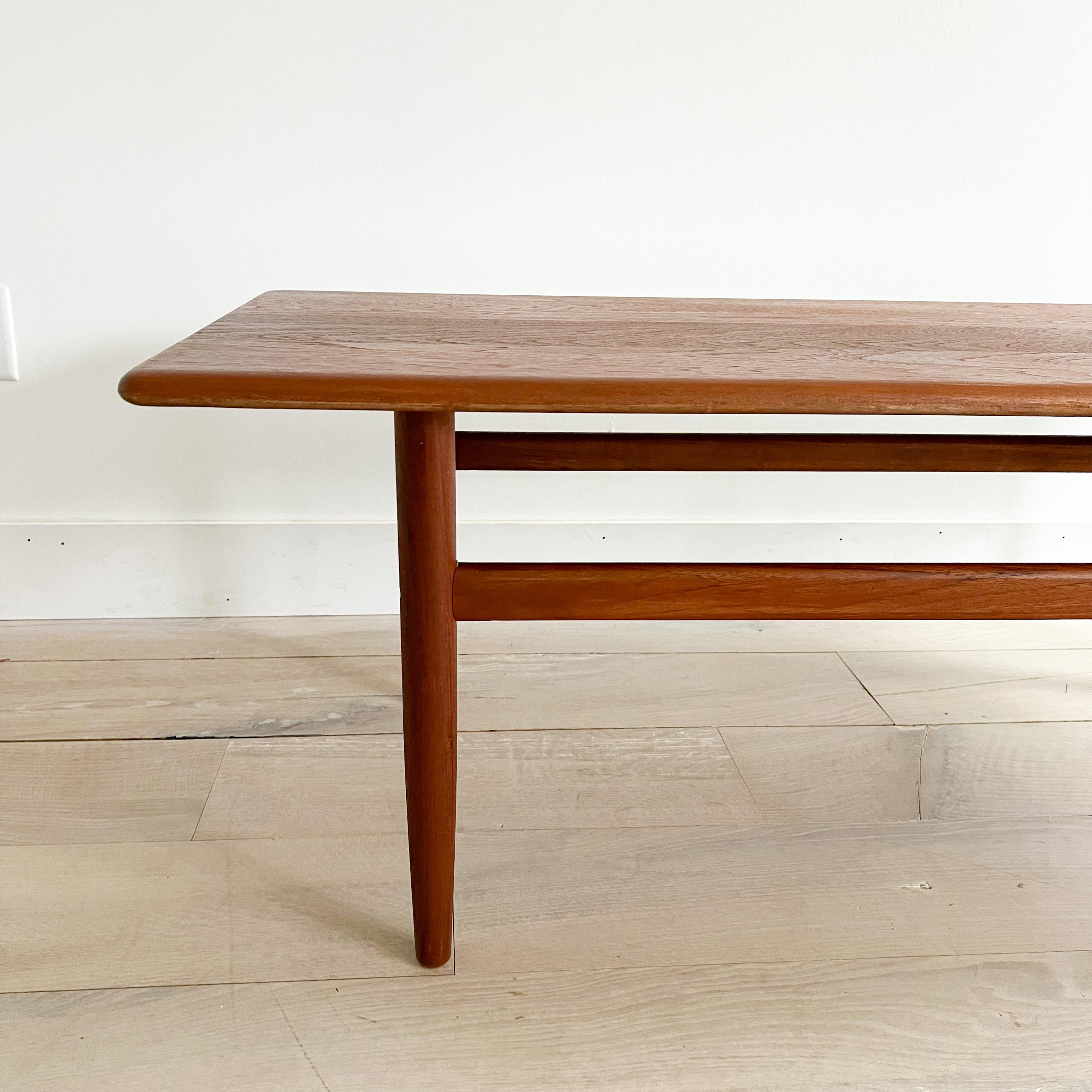 Mid Century Modern Danish Solid Teak Coffee Table In Good Condition In Asheville, NC
