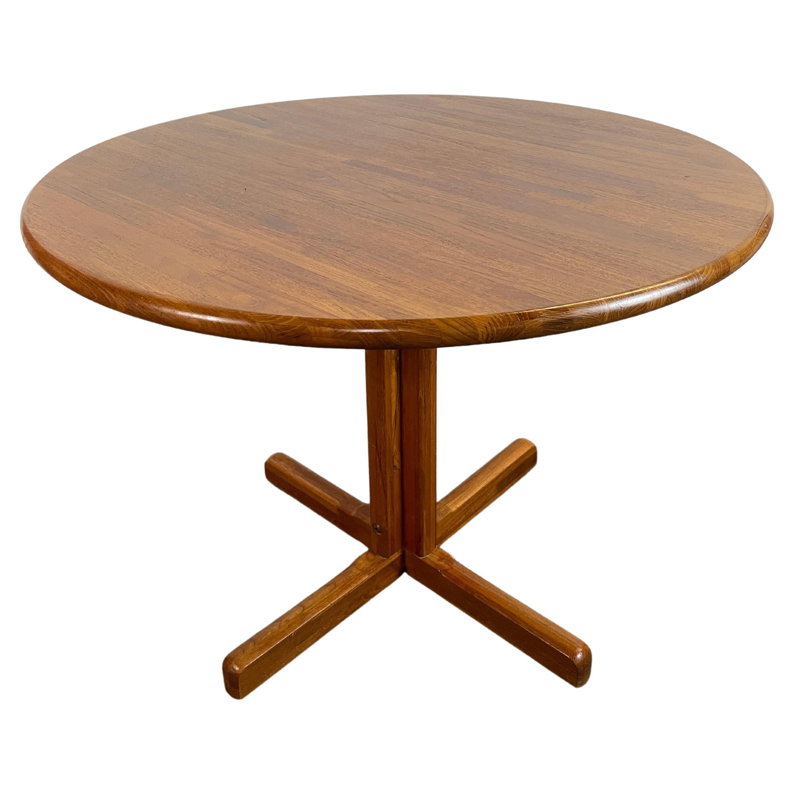 MidCentury Modern Danish Solid Teak Simple Round Dining Table by Tarm