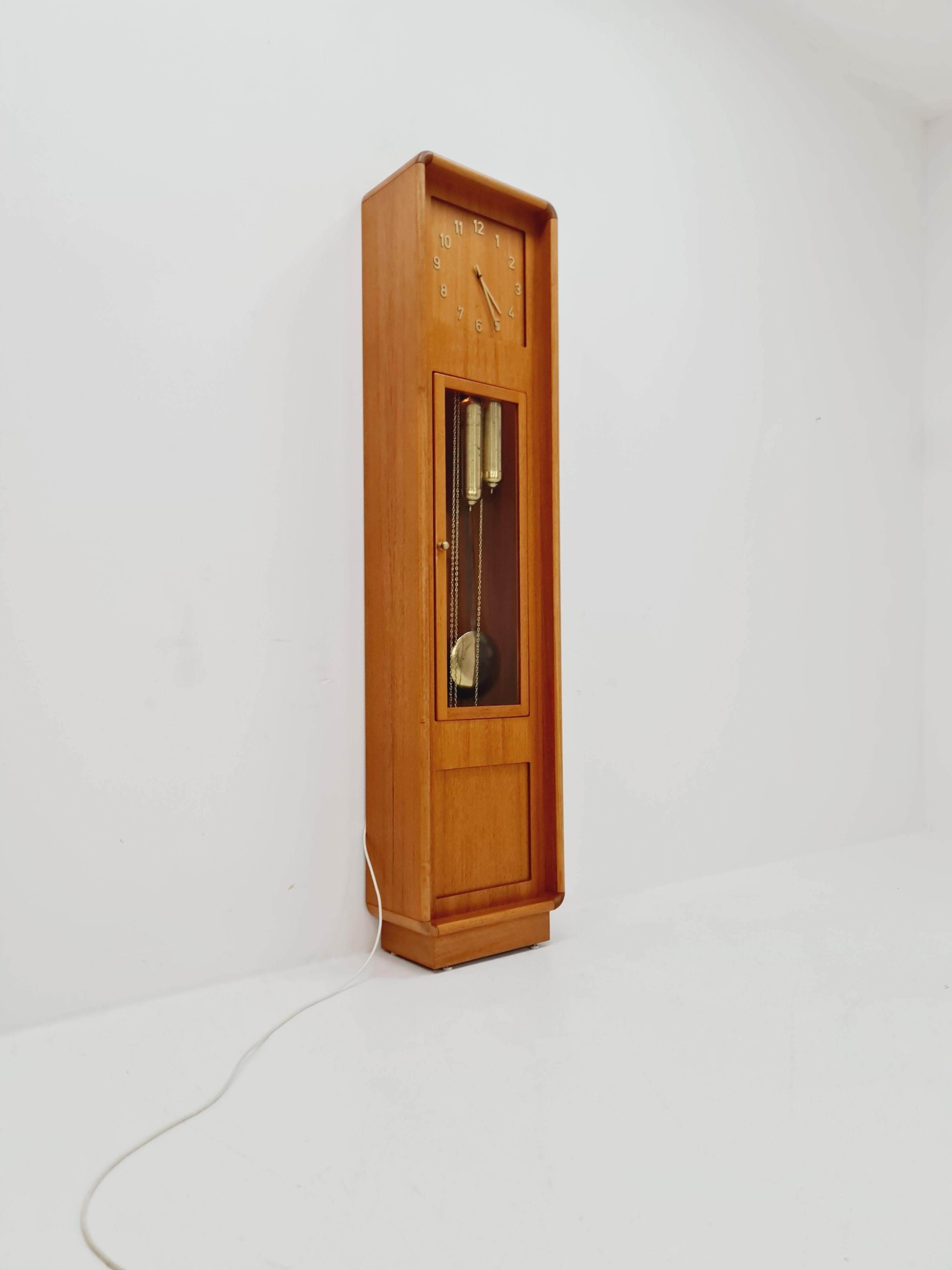 Mid century Modern Danish stand clock teak By Westminster clocks copenhagen 1960 For Sale 5