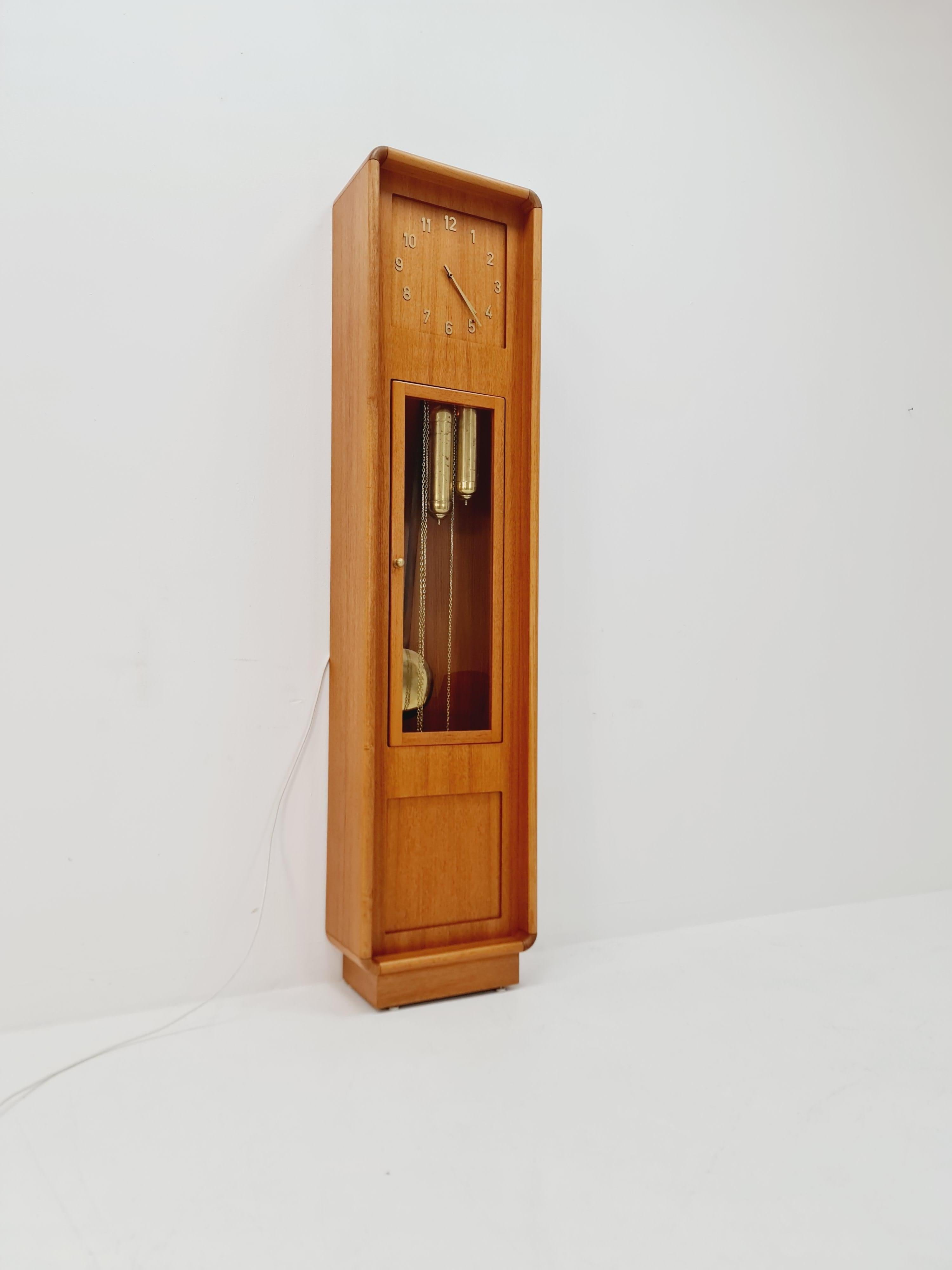 Mid-Century Modern Mid century Modern Danish stand clock teak By Westminster clocks copenhagen 1960 For Sale
