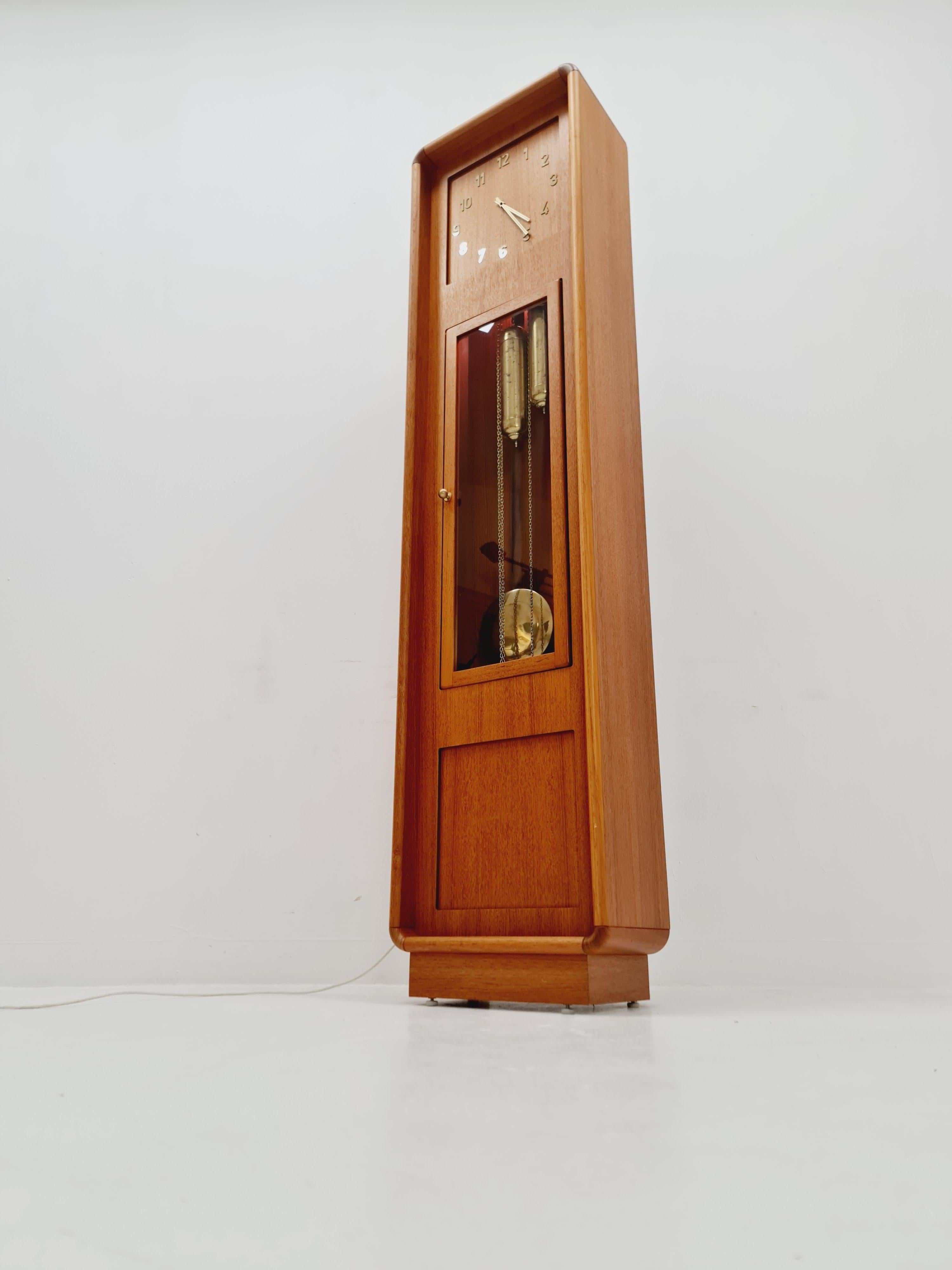 Mid century Modern Danish stand clock teak By Westminster clocks copenhagen 1960 For Sale 1