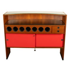 Boomerang Dry Bar danese in acciaio e teak del Mid Century Modern Eric Buch Drylund 1960