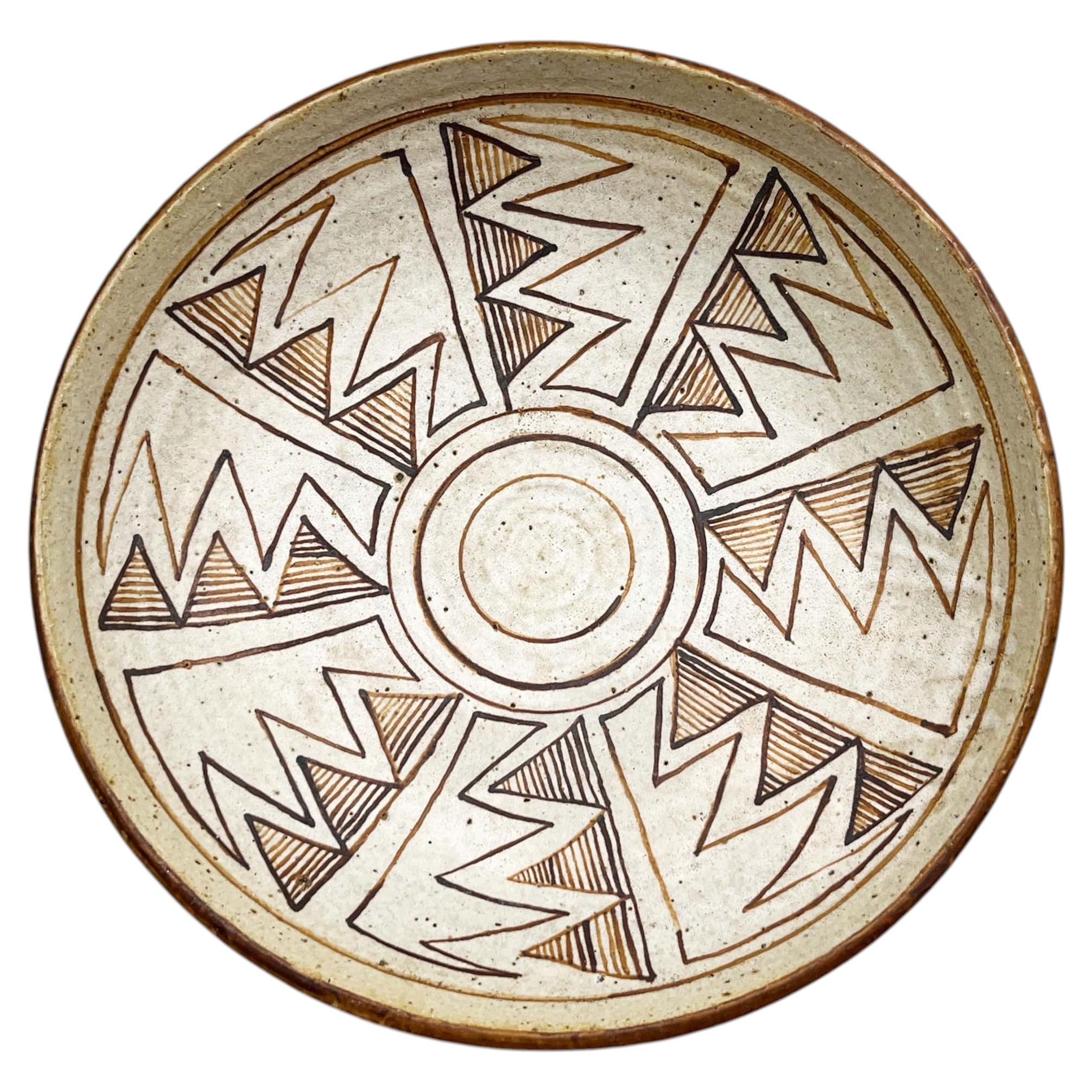 Mid-Century Modern Danish Studio Pottery Bowl Plate Kirsten Winther Johannsen For Sale