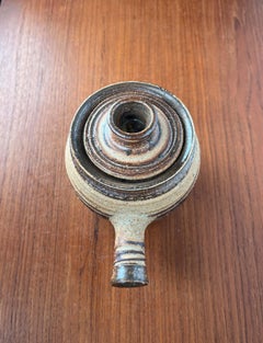 Mid-Century Modern Danish Studio Pottery Bowl with Handle and Lid by Tue Poulsen