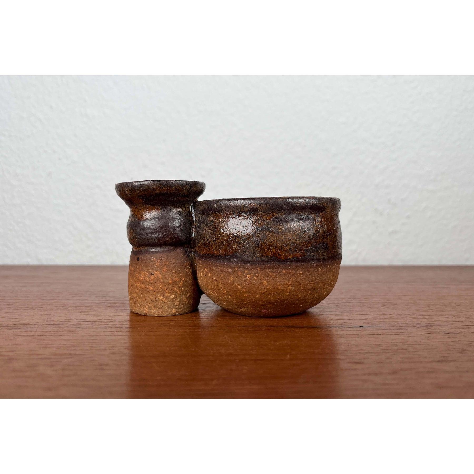 Portavelas y cuenco de Studio Pottery danés moderno de mediados de siglo, años 60 en venta 8