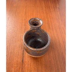 Portavelas y cuenco de Studio Pottery danés moderno de mediados de siglo, años 60