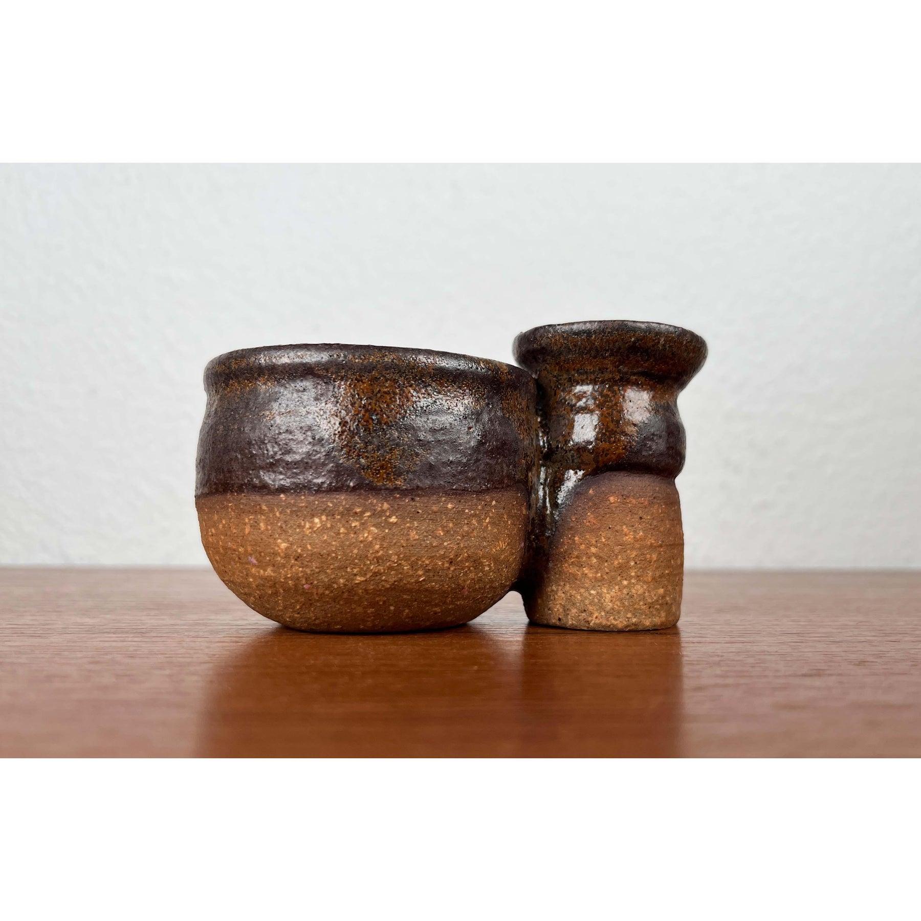 Portavelas y cuenco de Studio Pottery danés moderno de mediados de siglo, años 60 Moderno de mediados de siglo en venta